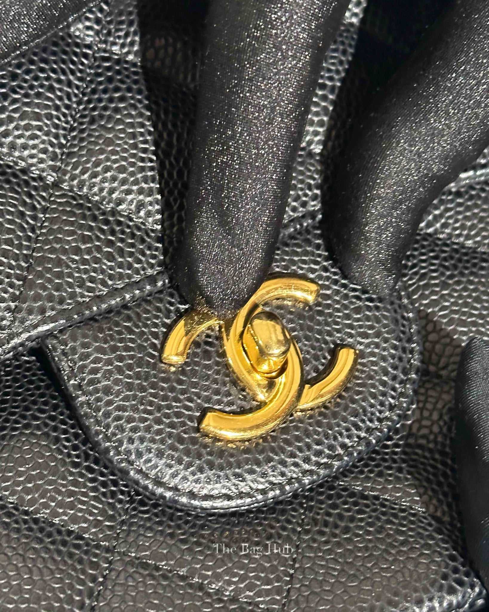 Chanel Black Quilted Caviar Large Classic Double Flap Bag GHW