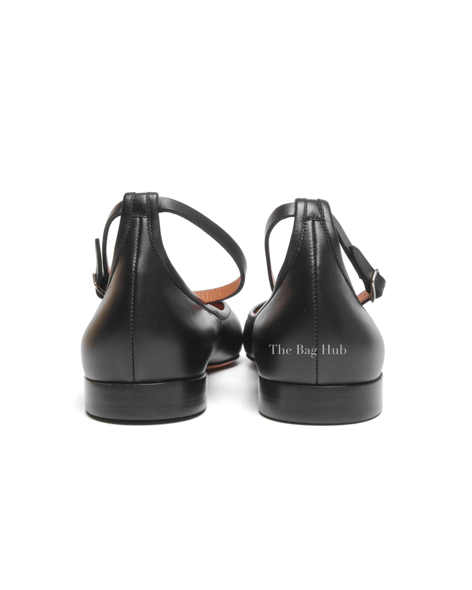 Givenchy Black/White Calfskin Graphic Ankle Strap Ballerina Flats Size 38