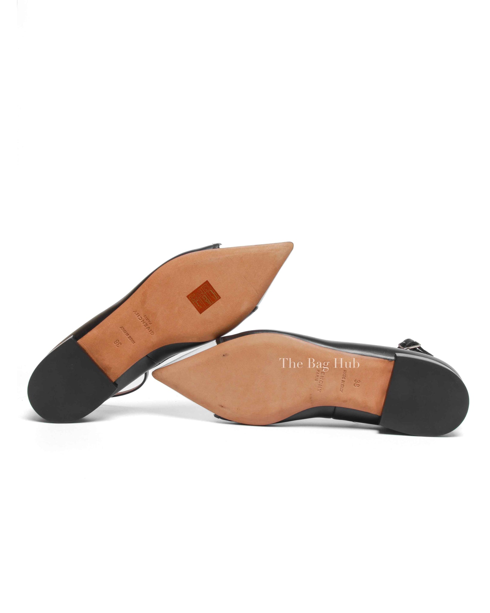 Givenchy Black/White Calfskin Graphic Ankle Strap Ballerina Flats Size 38