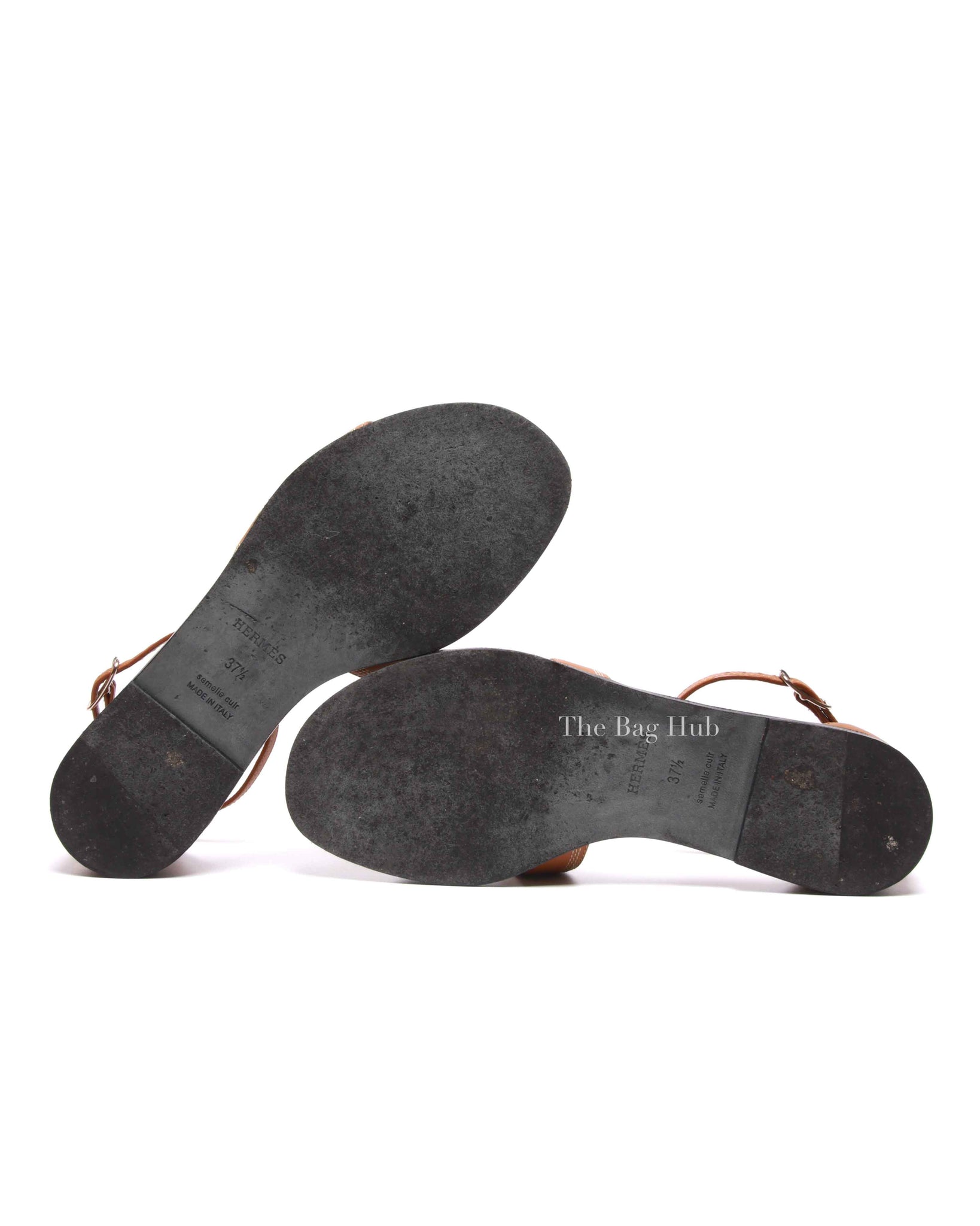 Hermes Naturel w/ Embroidered Calfskin Santorini Sandals Size 37.5