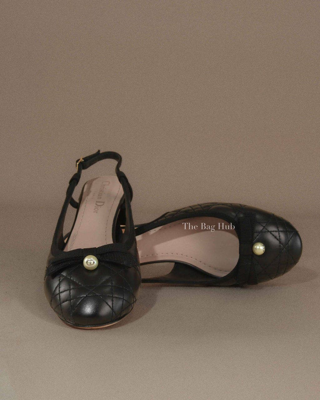Dior Black Quilted Cannage/Lambskin Ballet Slingback Pump Size 37D