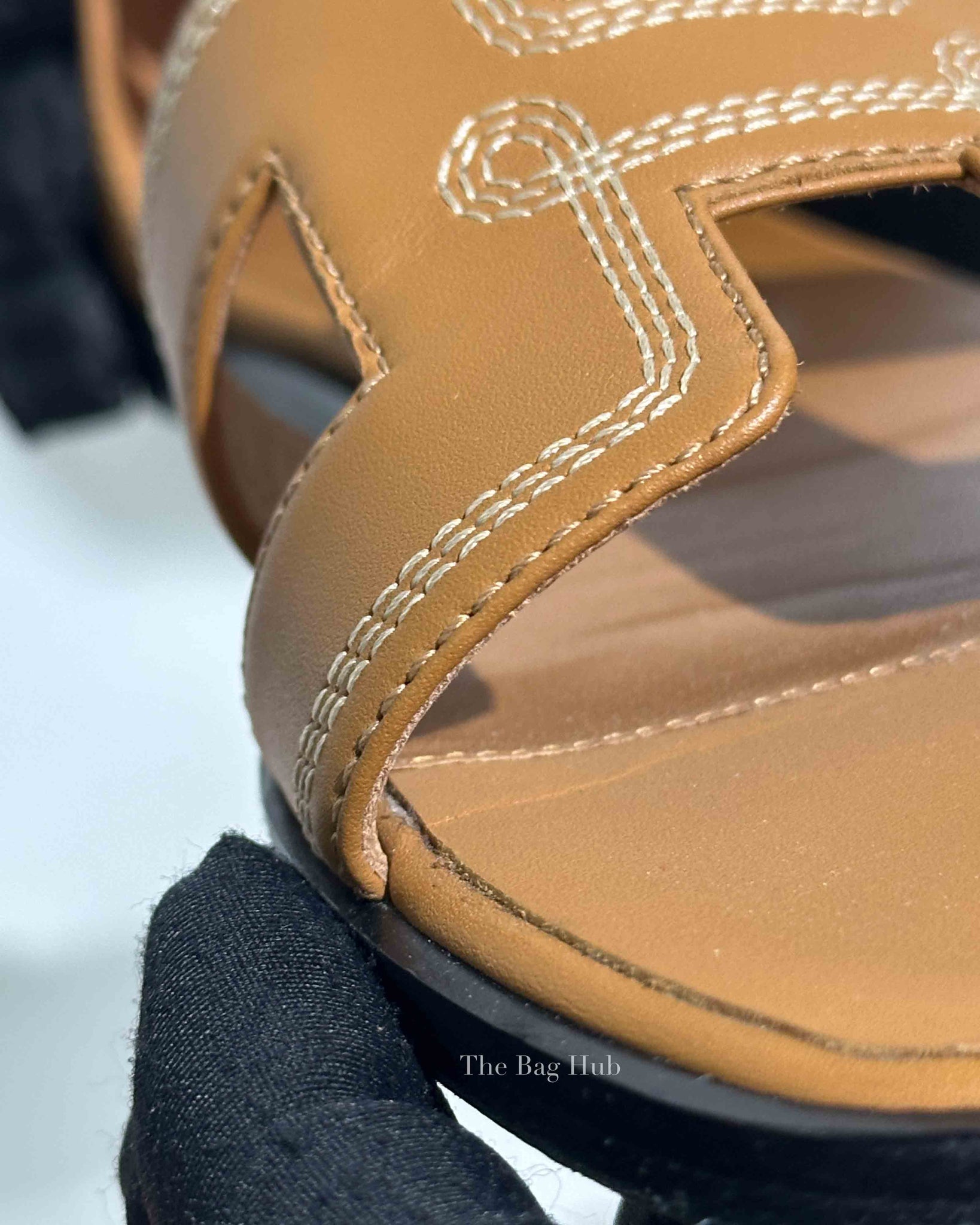 Hermes Naturel w/ Embroidered Calfskin Santorini Sandals Size 37.5