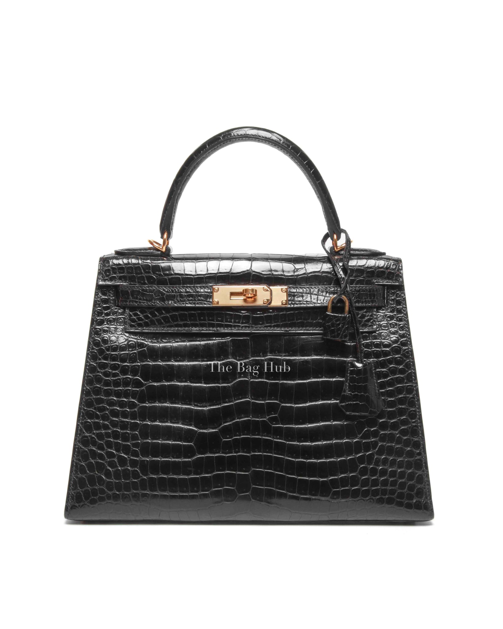 Hermes Black Porosus Crocodile Kelly 28 Bag GHW w/o Strap