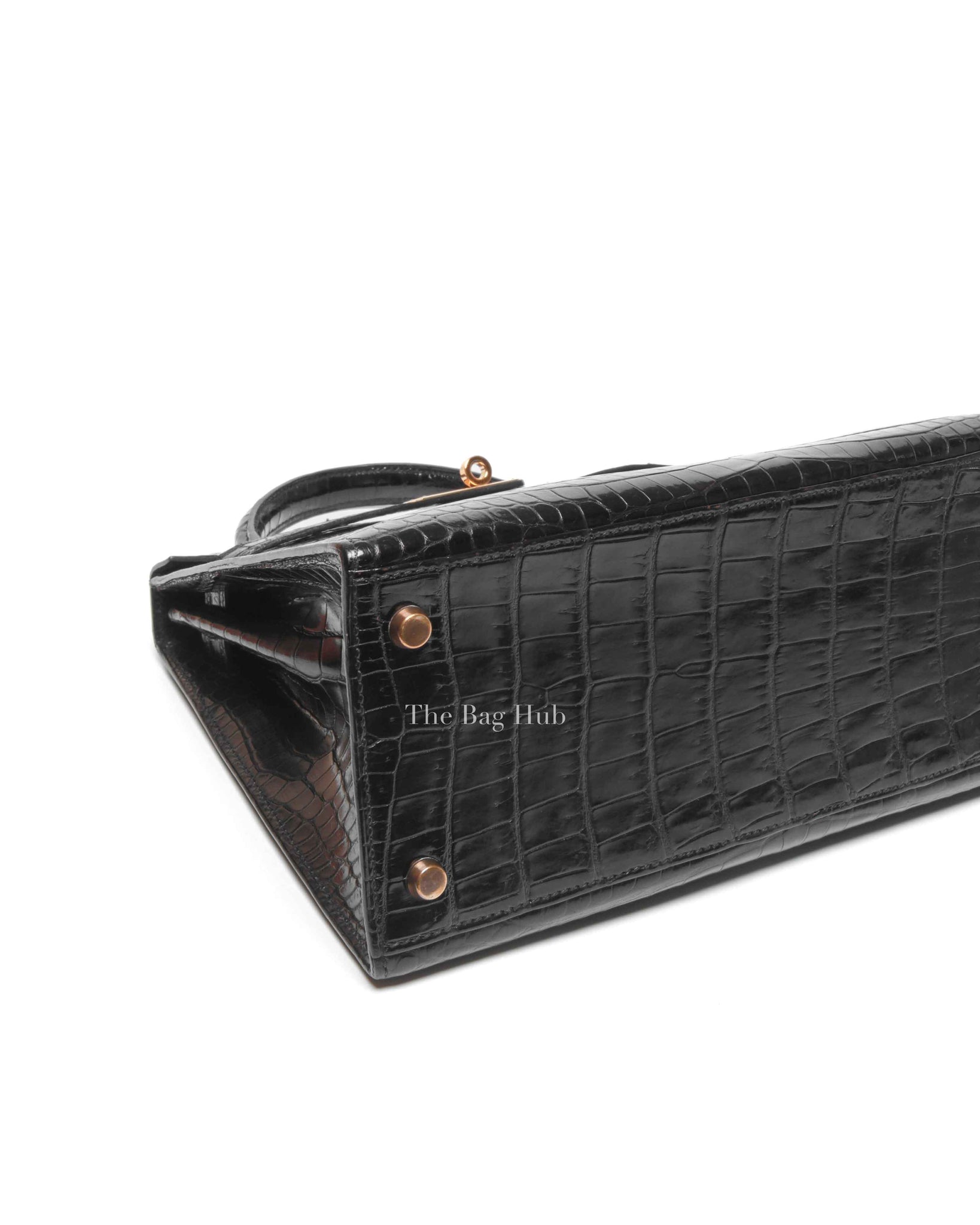 Hermes Black Porosus Crocodile Kelly 28 Bag GHW w/o Strap