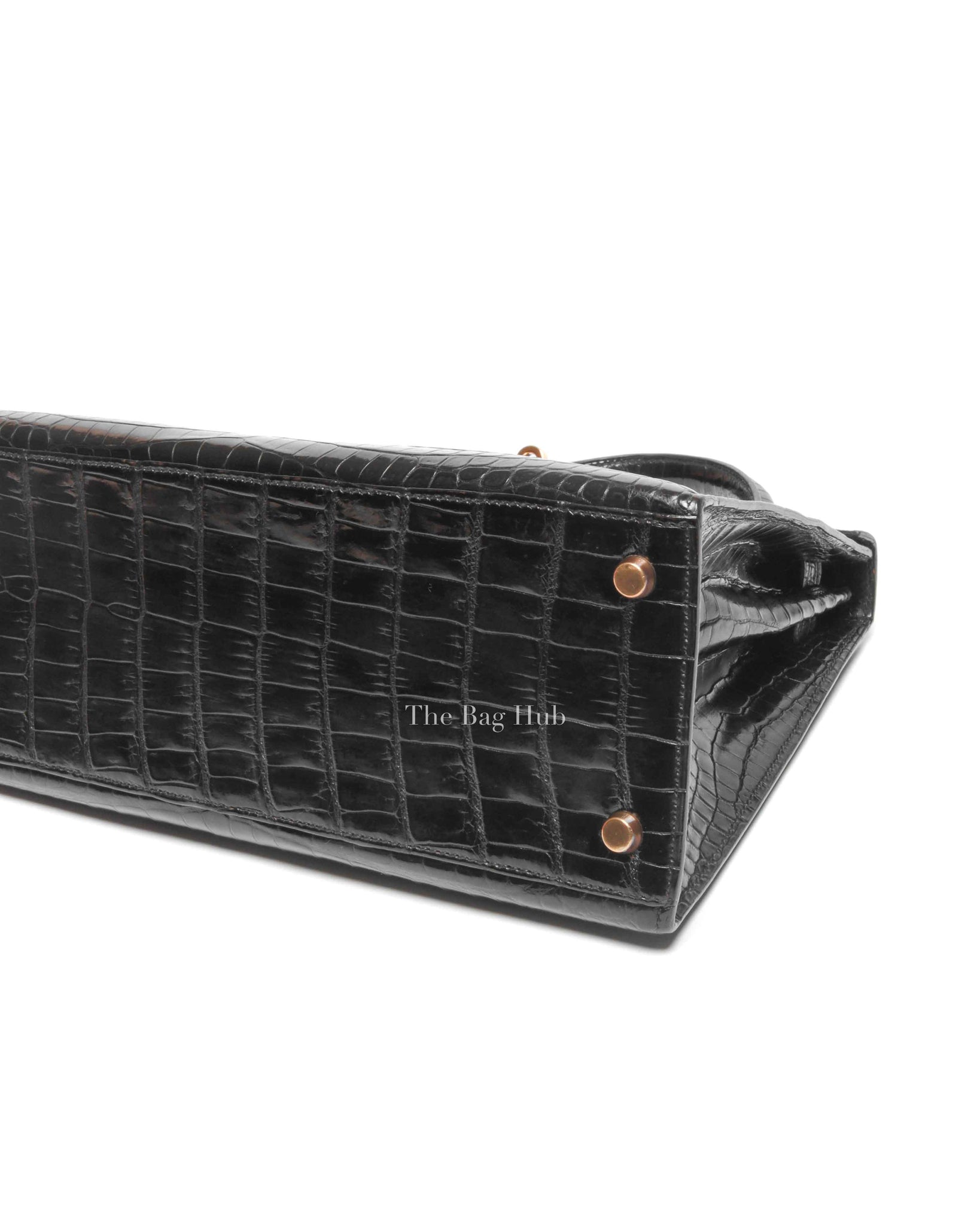 Hermes Black Porosus Crocodile Kelly 28 Bag GHW w/o Strap