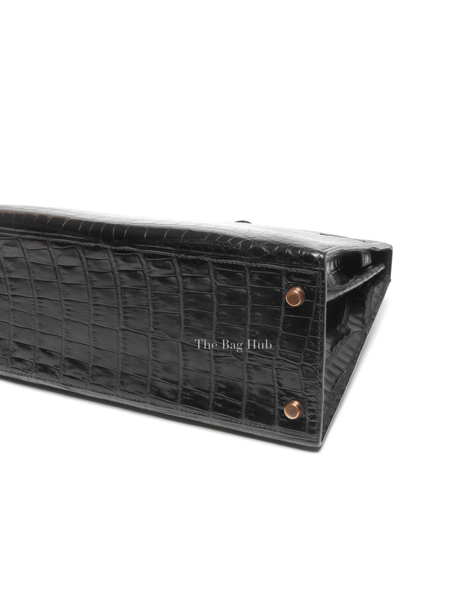 Hermes Black Porosus Crocodile Kelly 28 Bag GHW w/o Strap