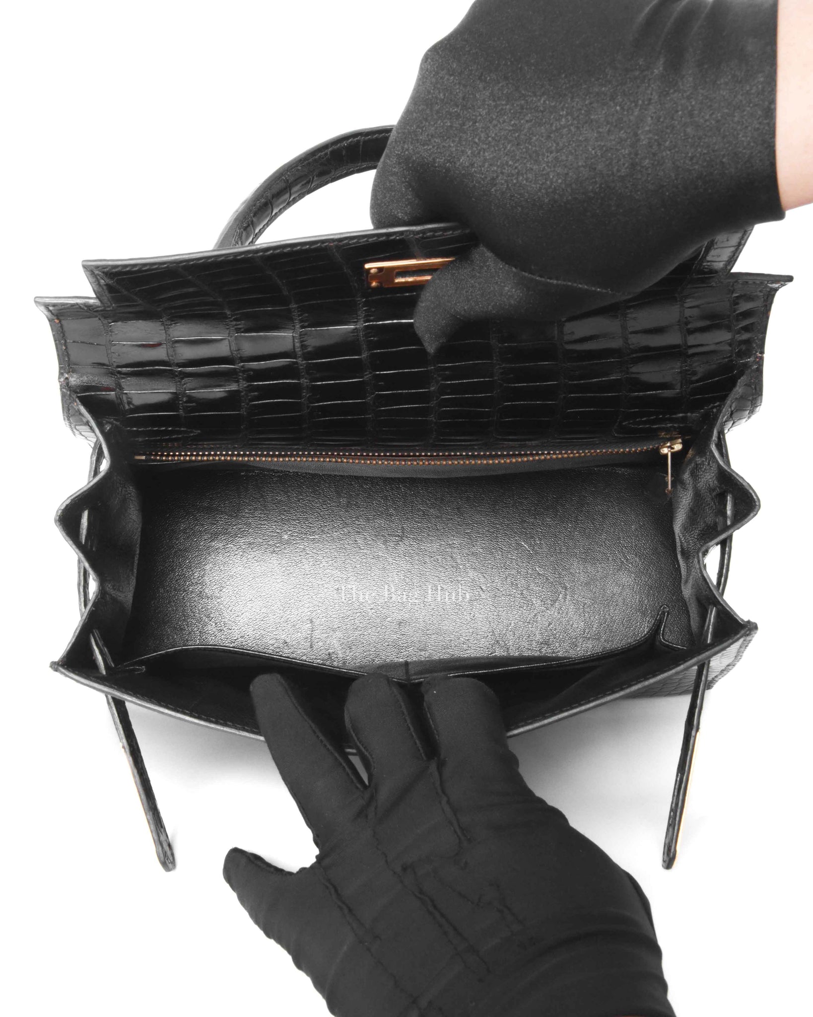 Hermes Black Porosus Crocodile Kelly 28 Bag GHW w/o Strap