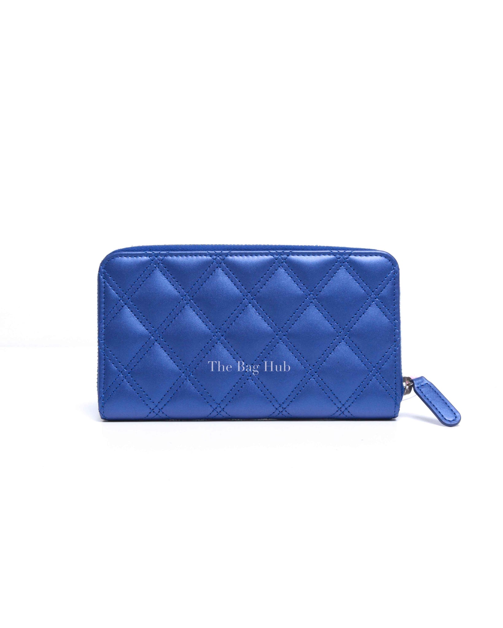 Chanel Metallic Blue/Violet Quilted Lambskin Small Zip Around Wallet