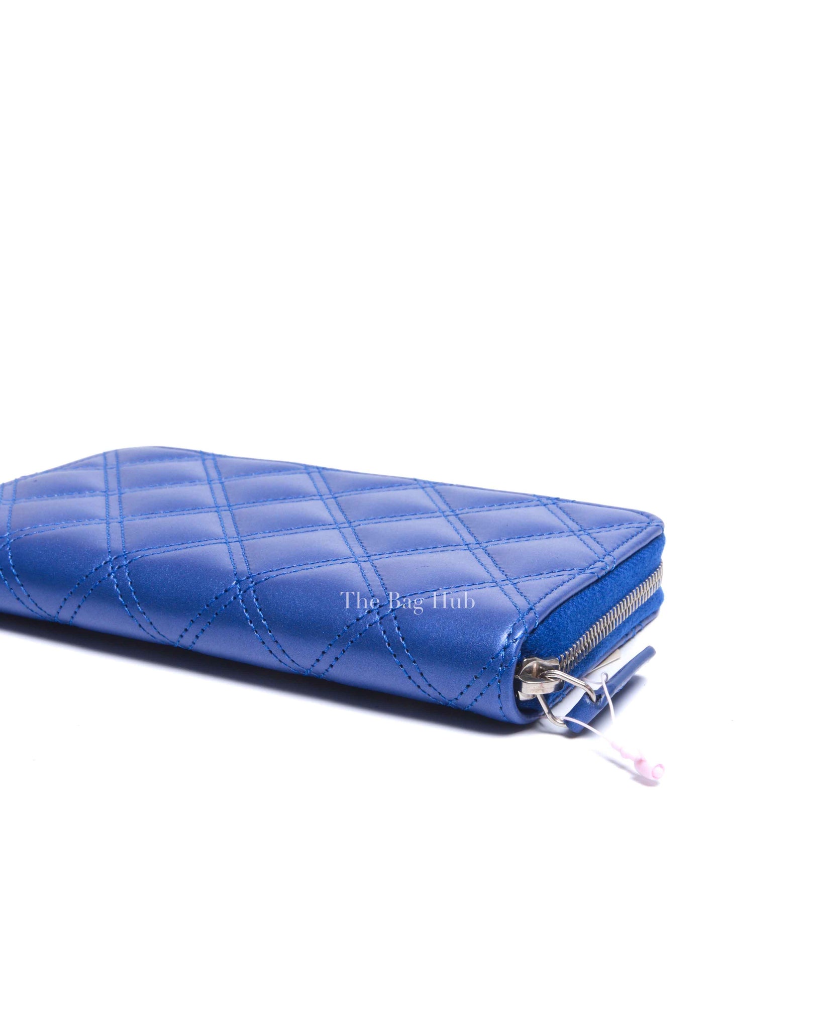 Chanel Metallic Blue/Violet Quilted Lambskin Small Zip Around Wallet