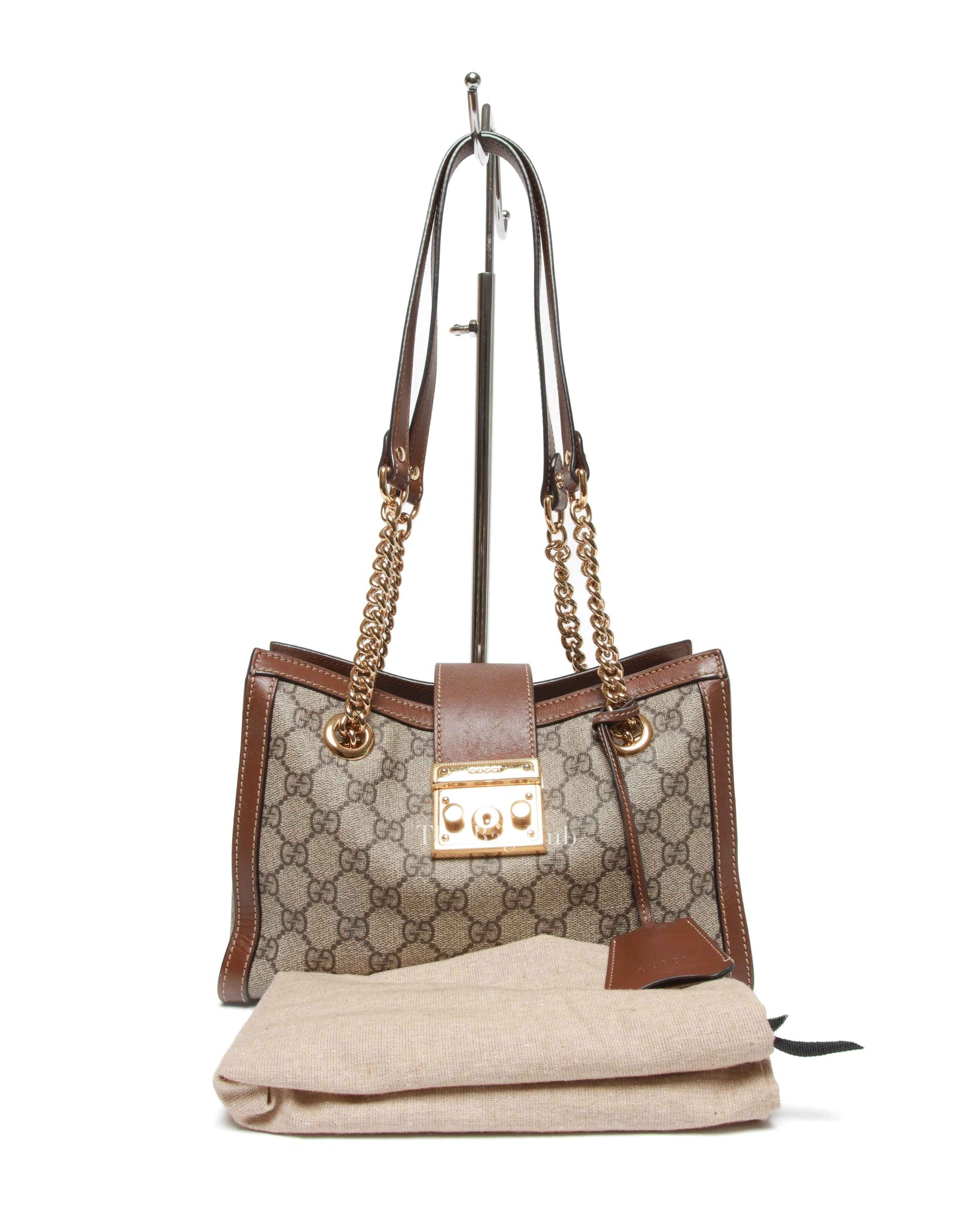 Gucci Beige/Ebony Canvas GG Supreme Padlock Medium Tote Bag