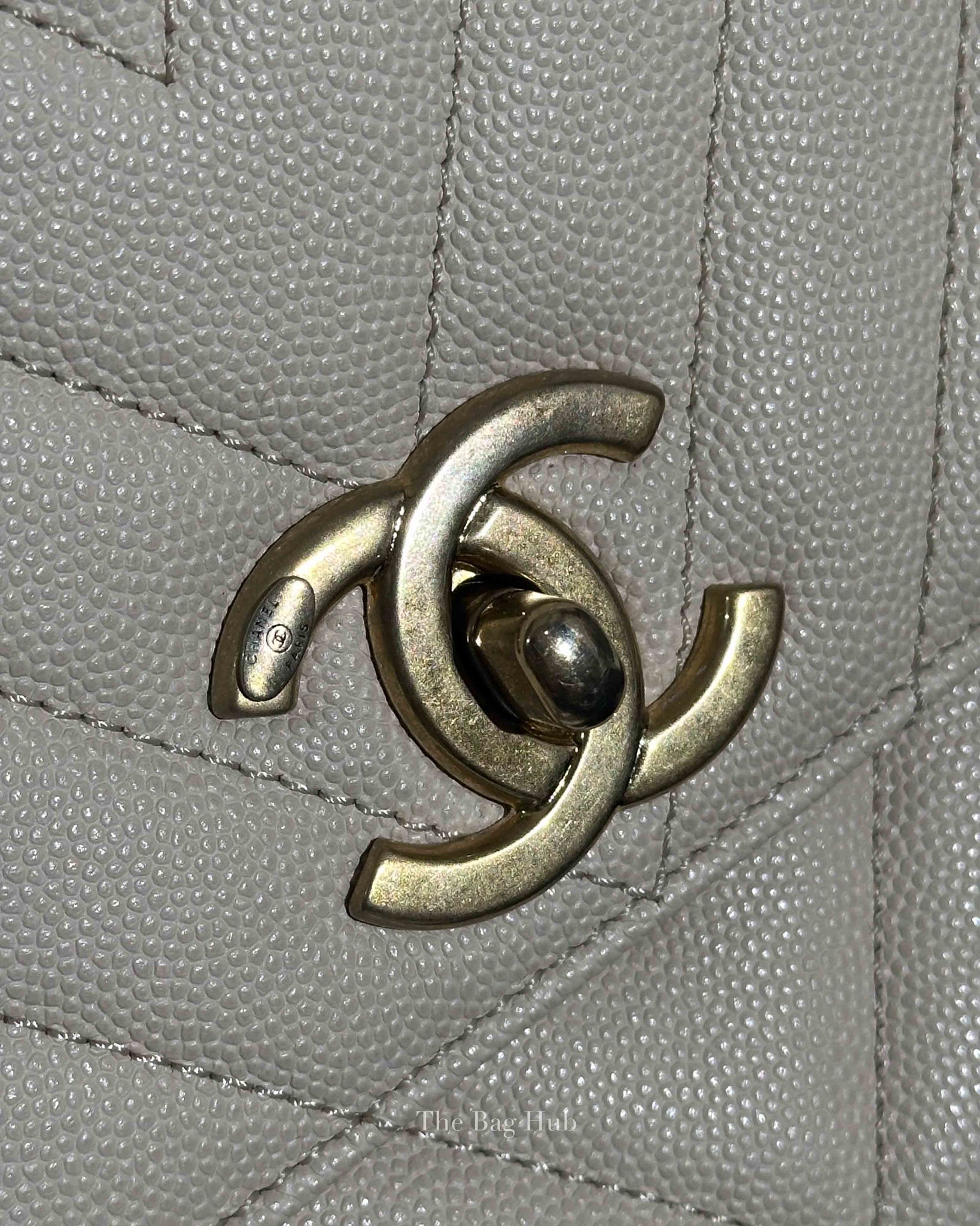 Chanel Cream Caviar Coco Handle Medium Bag GHW