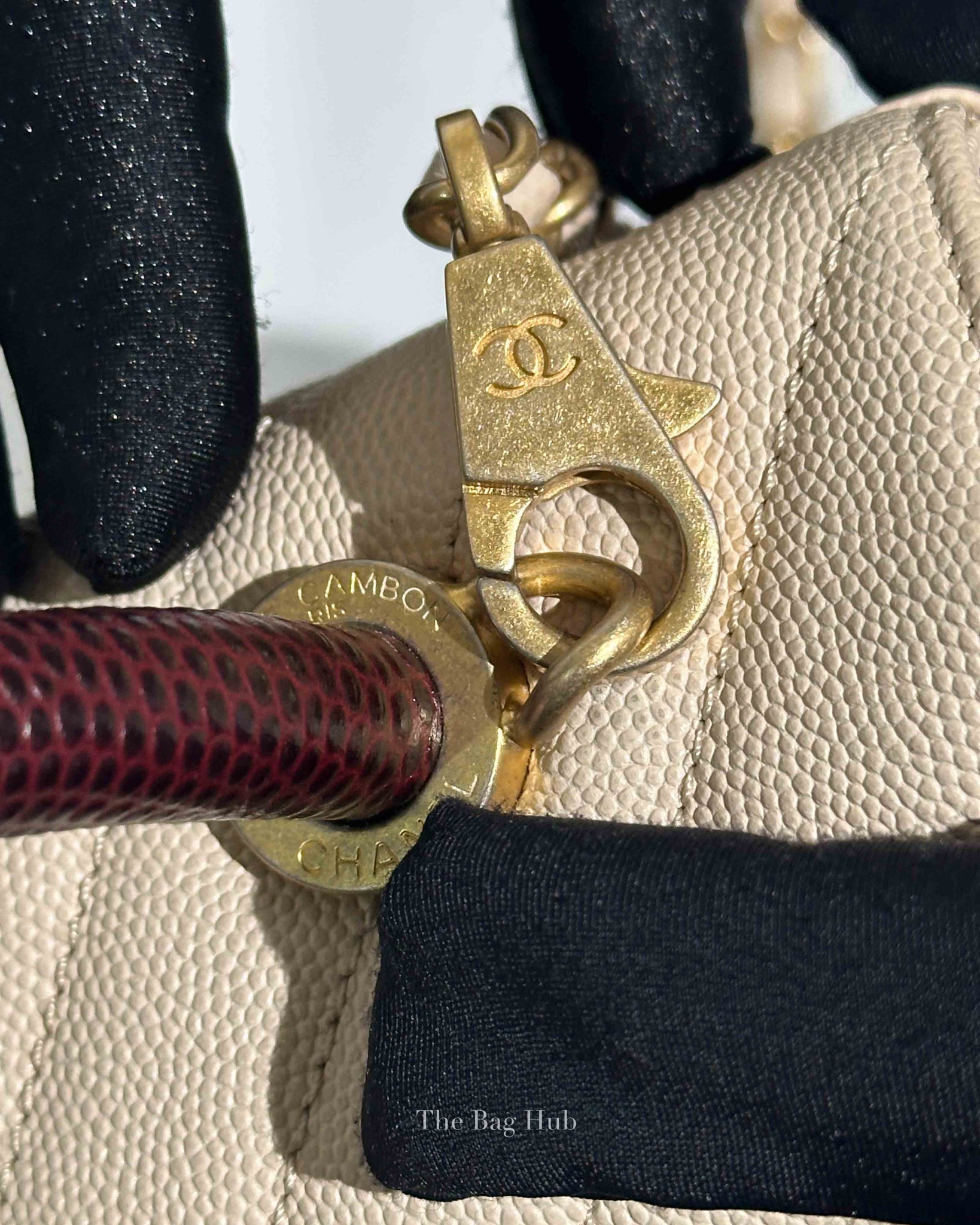 Chanel Cream Caviar Coco Handle Medium Bag GHW