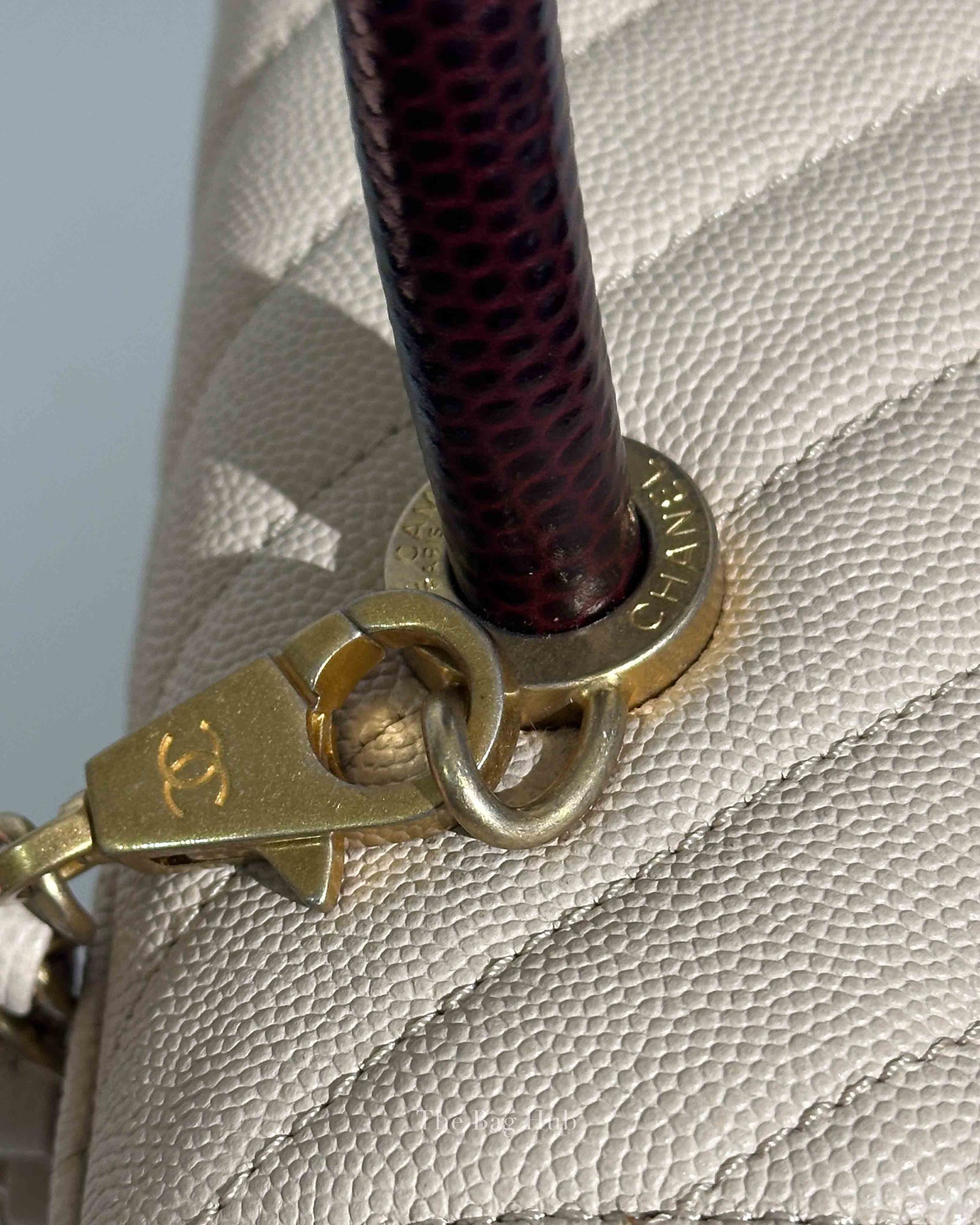 Chanel Cream Caviar Coco Handle Medium Bag GHW