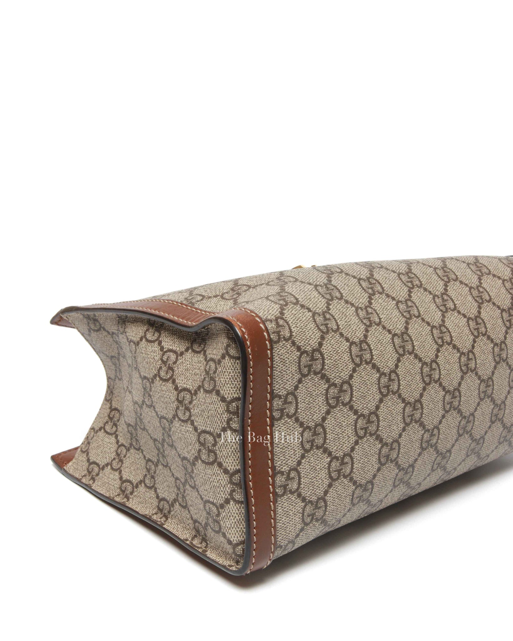 Gucci Beige/Ebony Canvas GG Supreme Padlock Medium Tote Bag