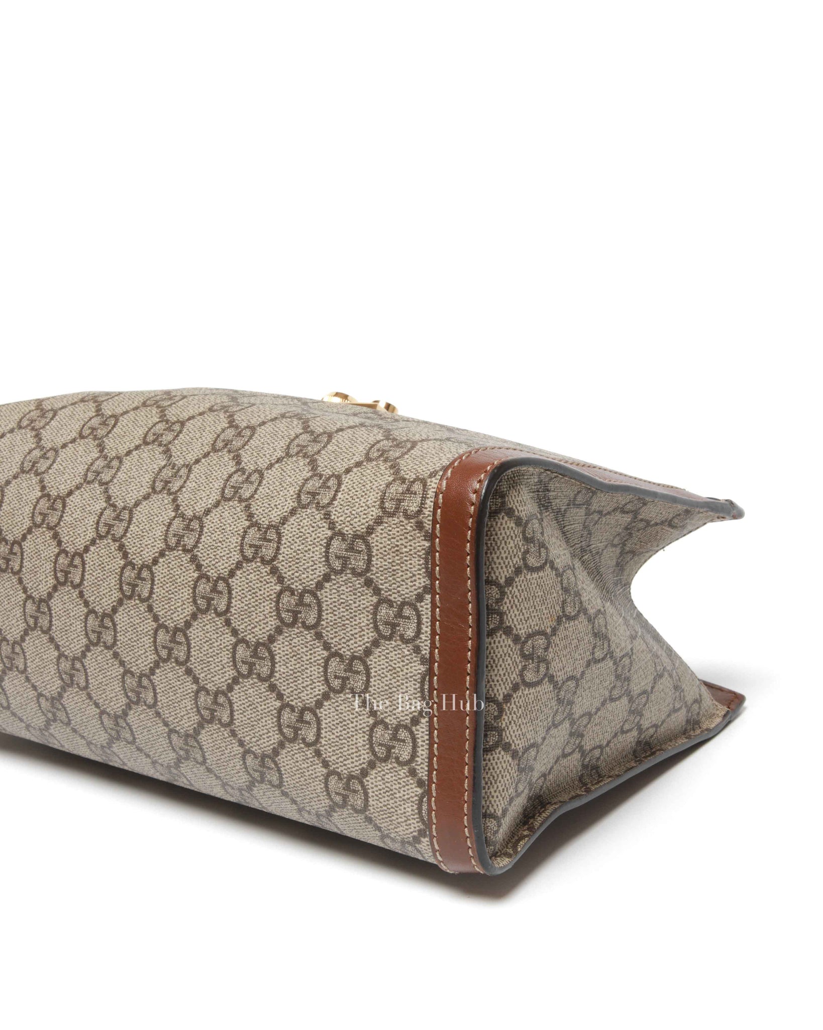 Gucci Beige/Ebony Canvas GG Supreme Padlock Medium Tote Bag