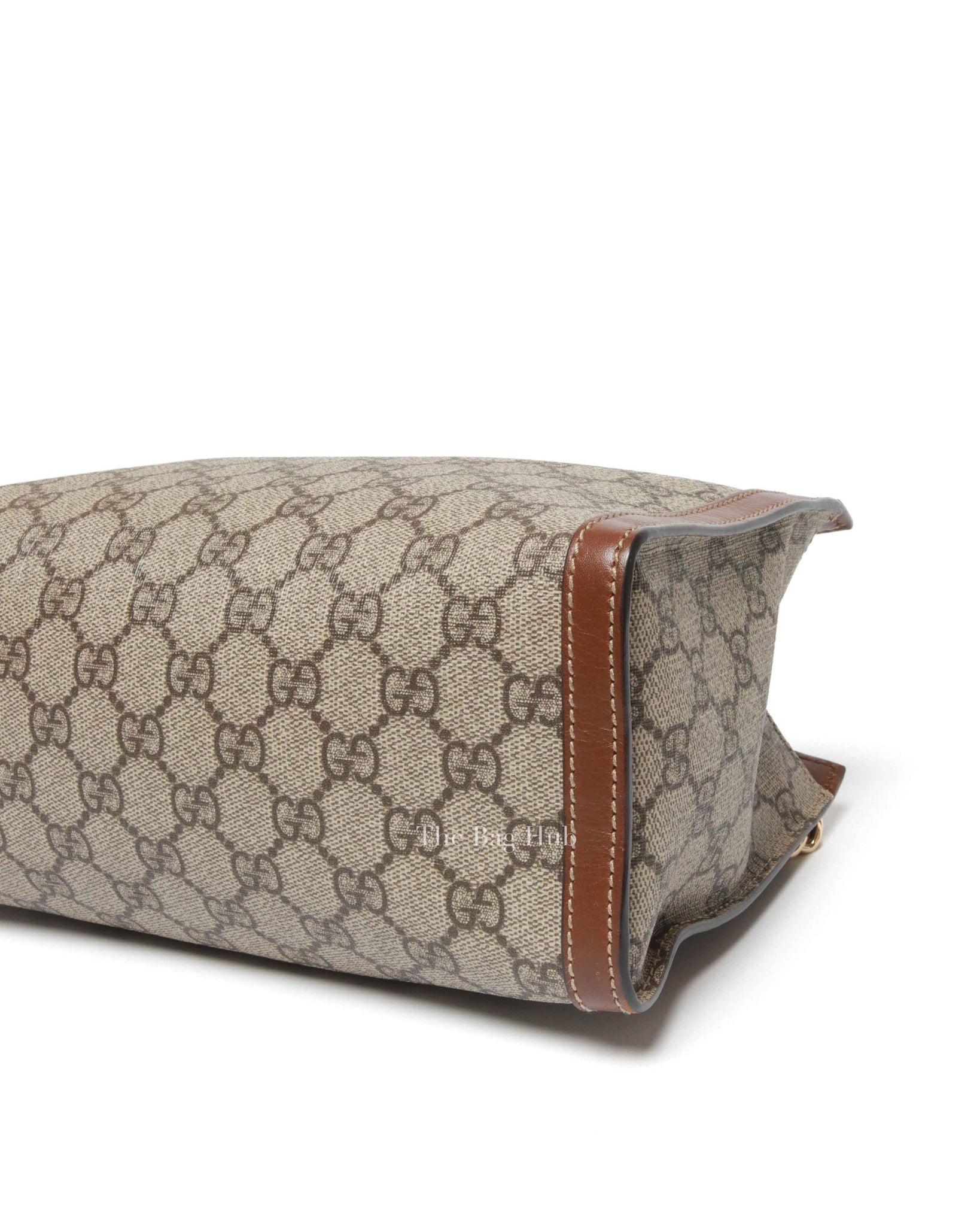 Gucci Beige/Ebony Canvas GG Supreme Padlock Medium Tote Bag