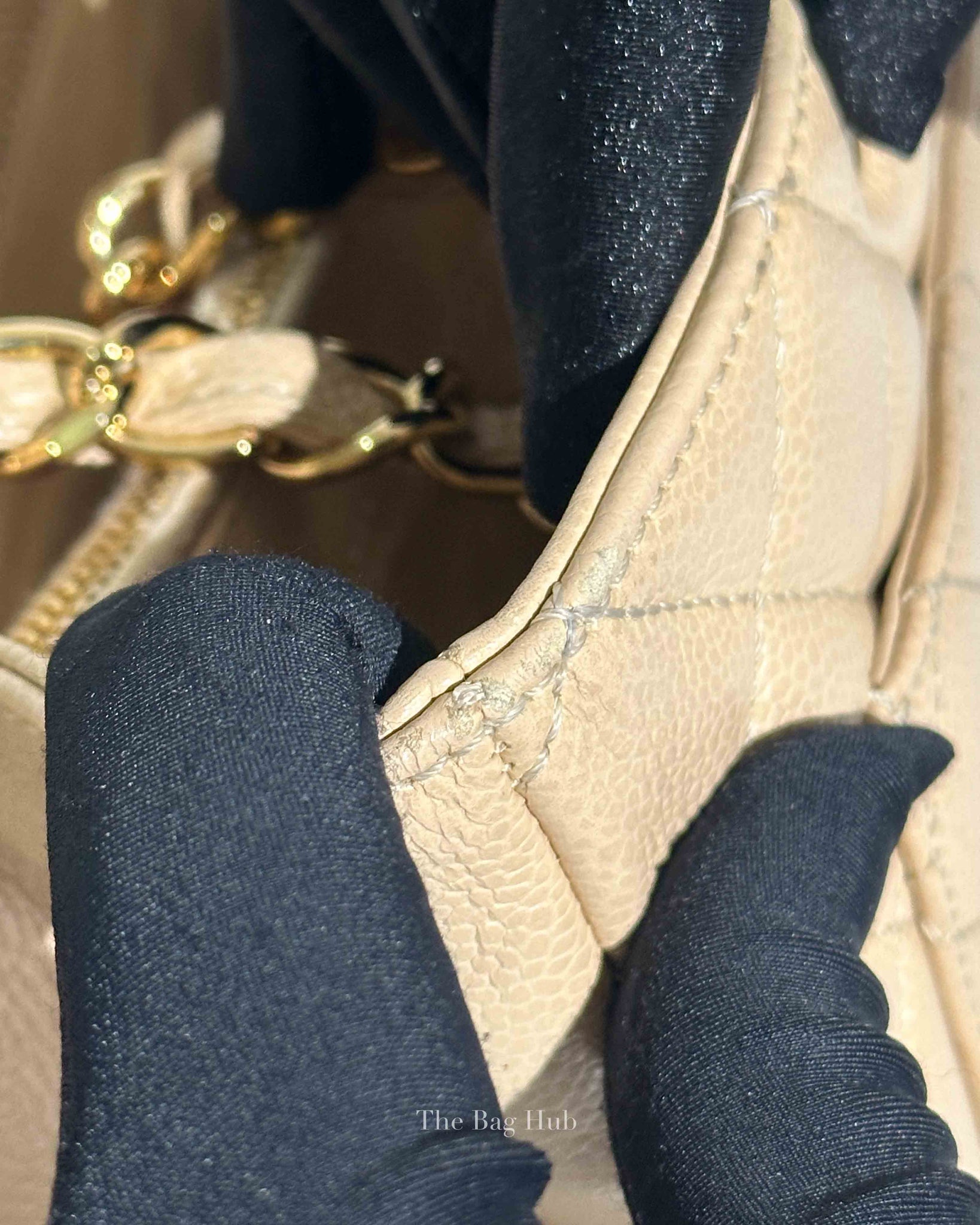 Chanel Beige Caviar Quilted Grand Shopping Tote Bag GHW