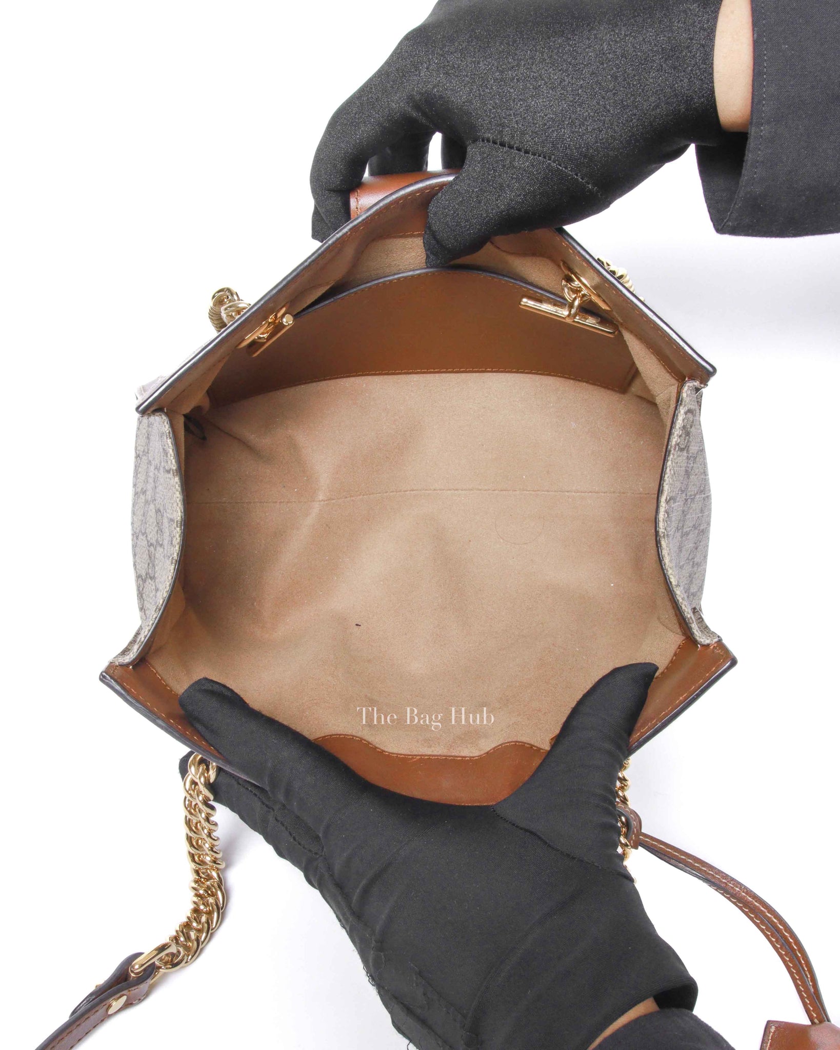 Gucci Beige/Ebony Canvas GG Supreme Padlock Medium Tote Bag