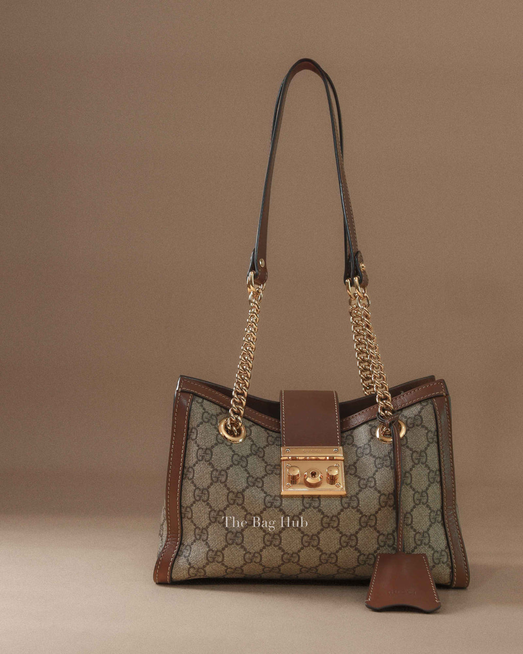 Gucci Beige/Ebony Canvas GG Supreme Padlock Medium Tote Bag