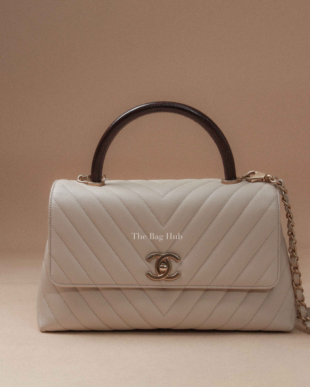 Chanel Cream Caviar Coco Handle Medium Bag GHW