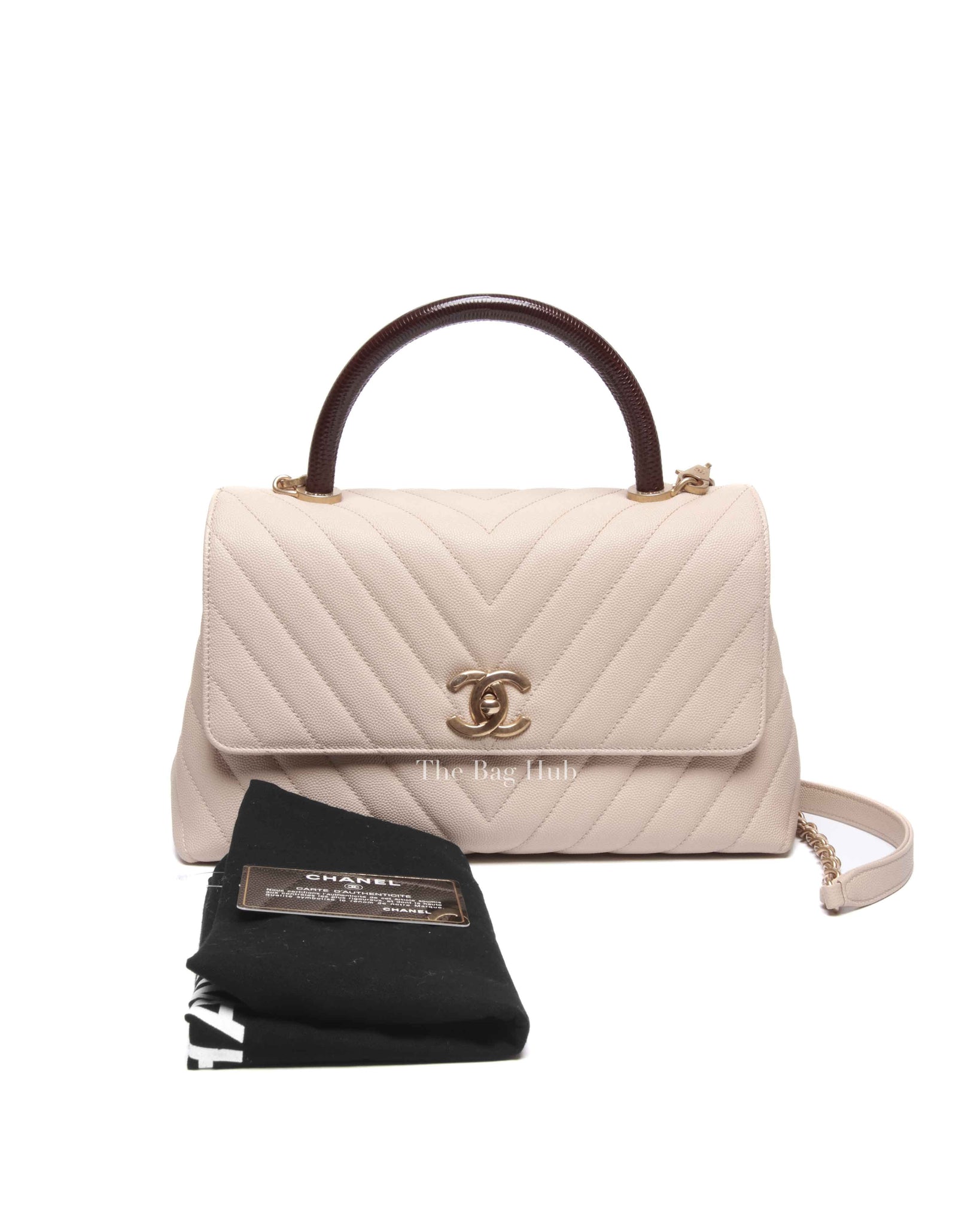 Chanel Cream Caviar Coco Handle Medium Bag GHW