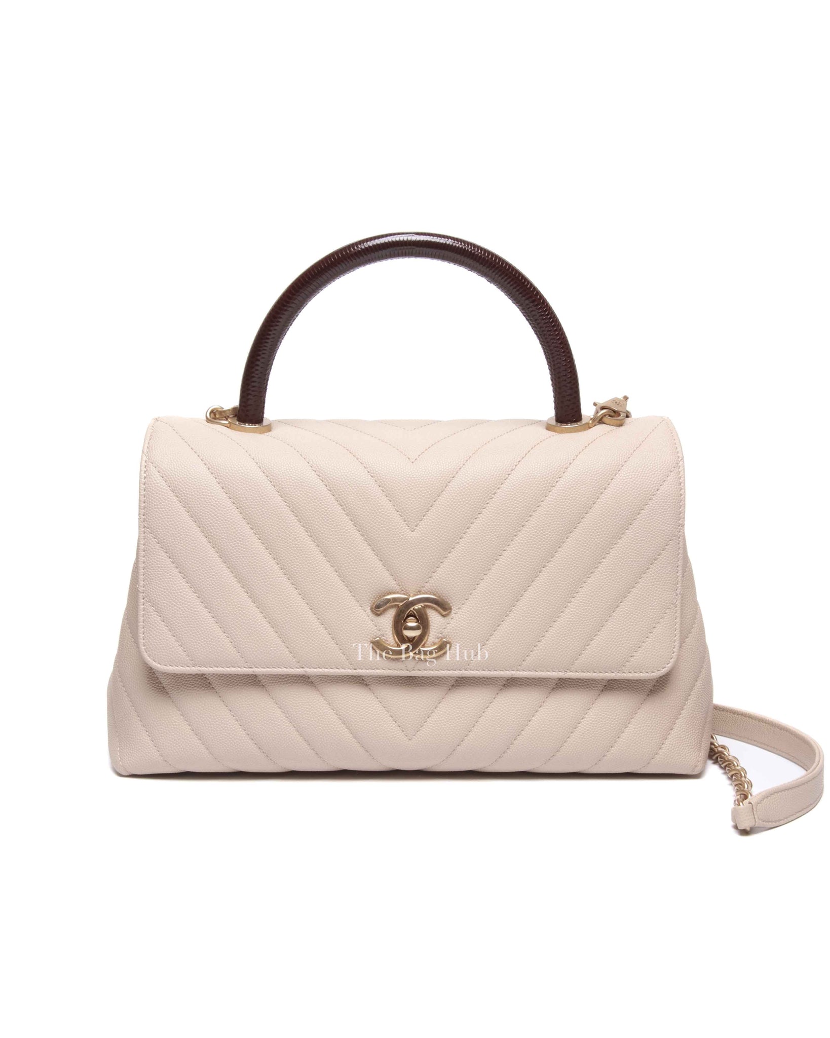 Chanel Cream Caviar Coco Handle Medium Bag GHW