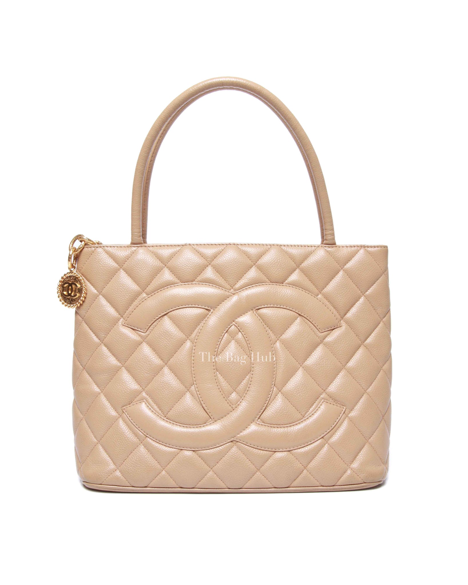 Chanel Beige Caviar Quilted Medallion Tote Bag GHW