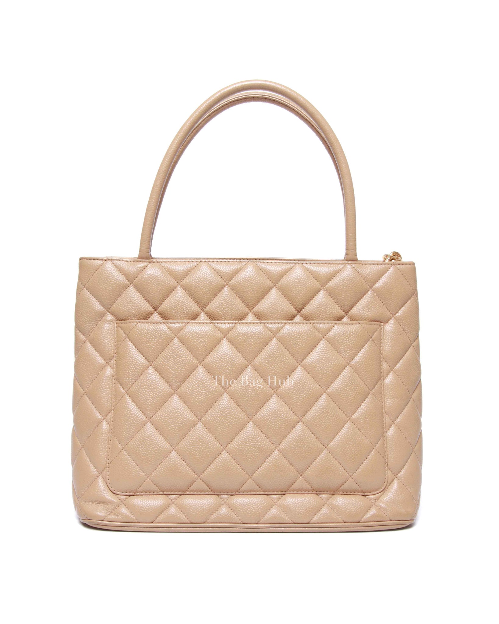 Chanel Beige Caviar Quilted Medallion Tote Bag GHW