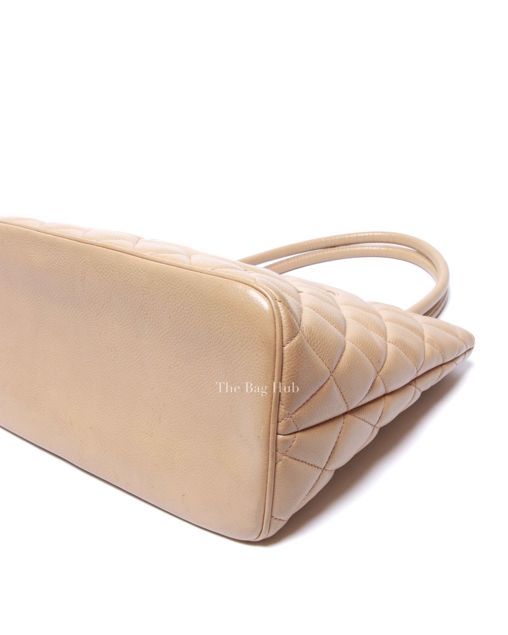 Chanel Beige Caviar Quilted Medallion Tote Bag GHW