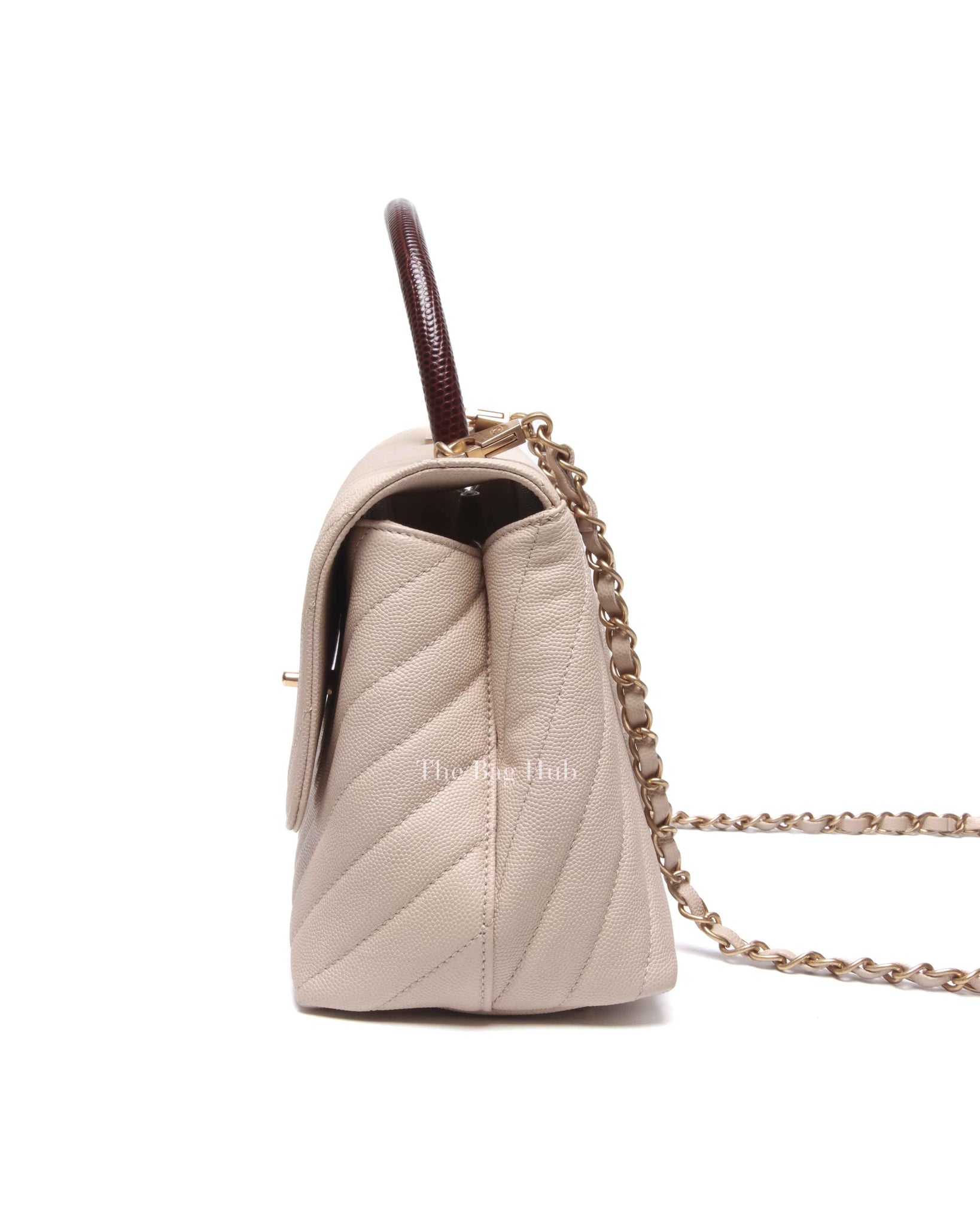 Chanel Cream Caviar Coco Handle Medium Bag GHW