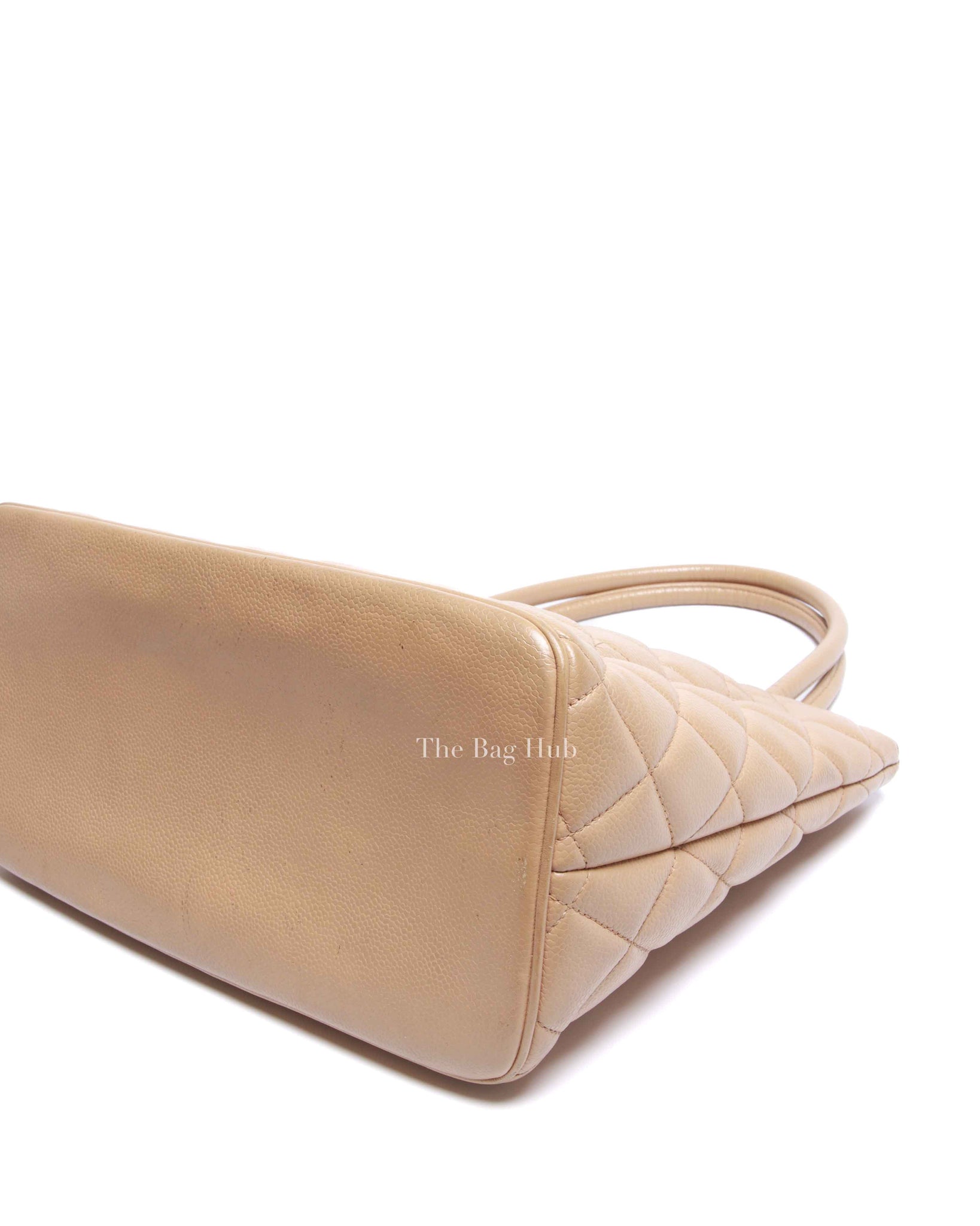 Chanel Beige Caviar Quilted Medallion Tote Bag GHW