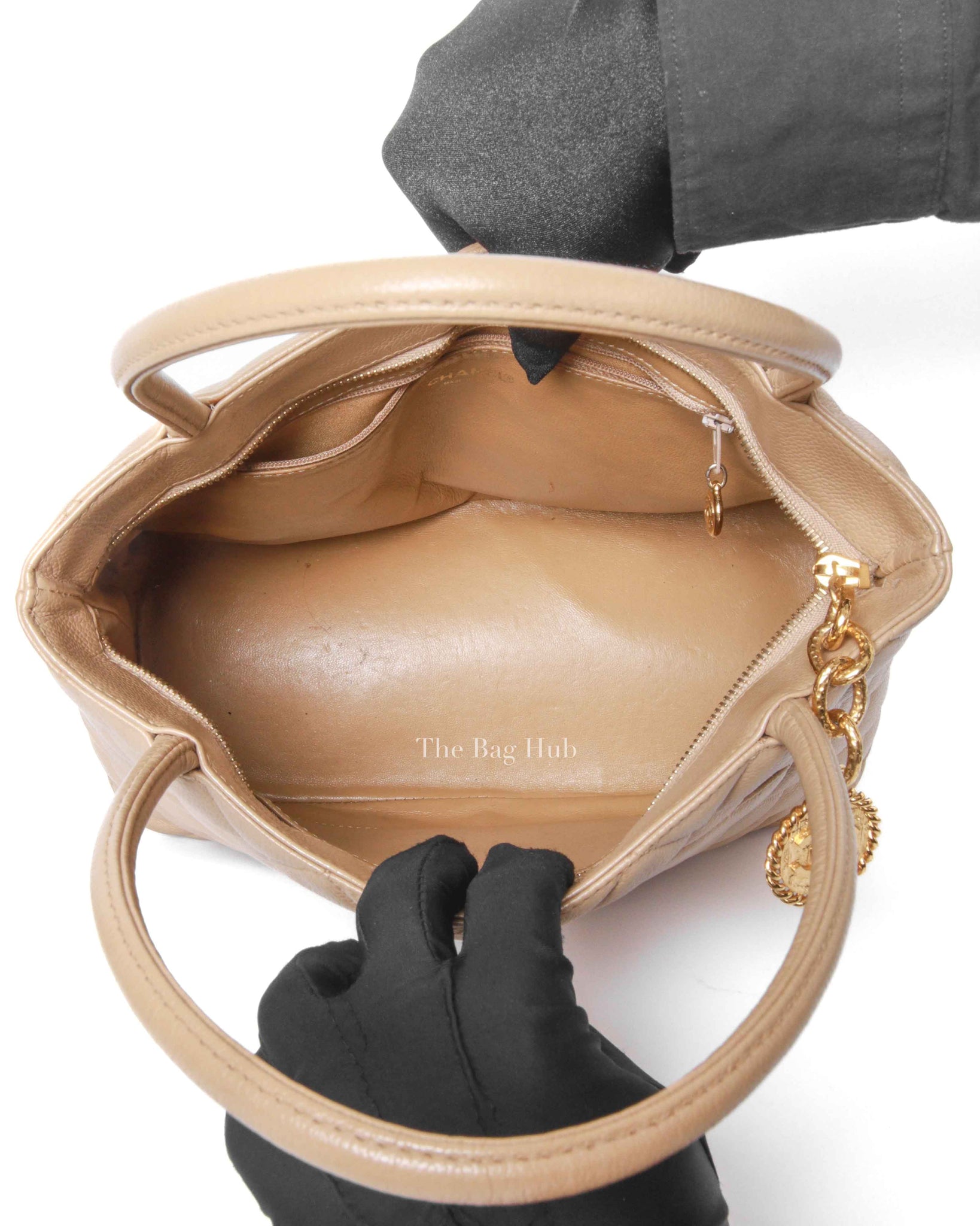 Chanel Beige Caviar Quilted Medallion Tote Bag GHW