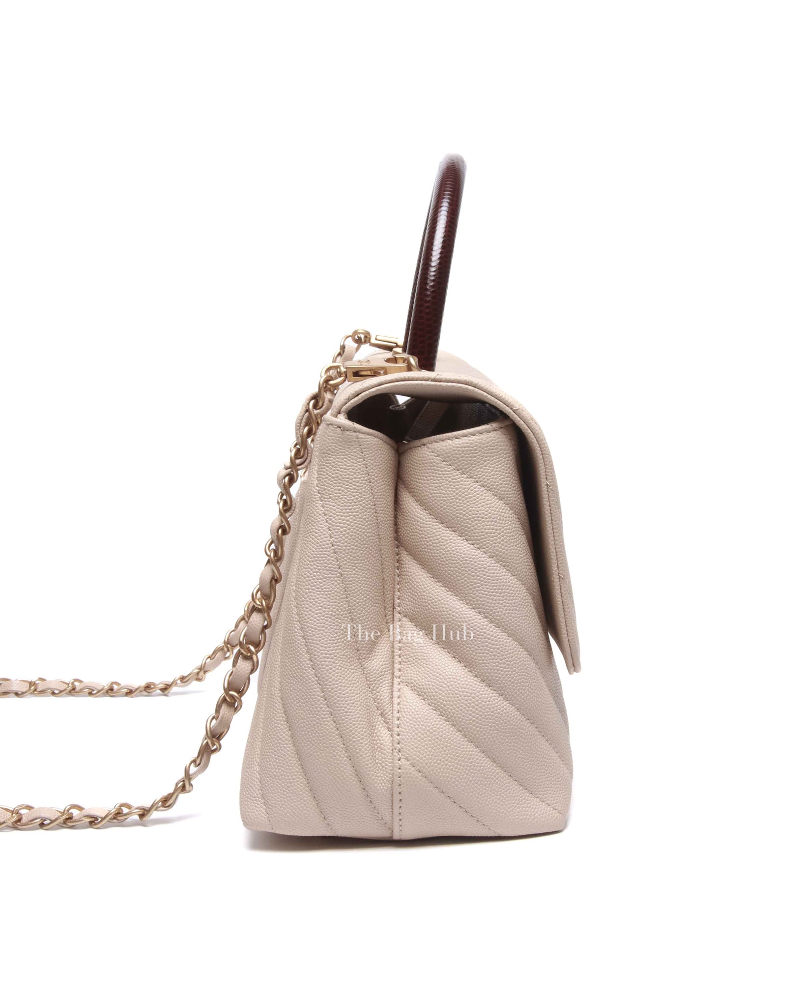 Chanel Cream Caviar Coco Handle Medium Bag GHW