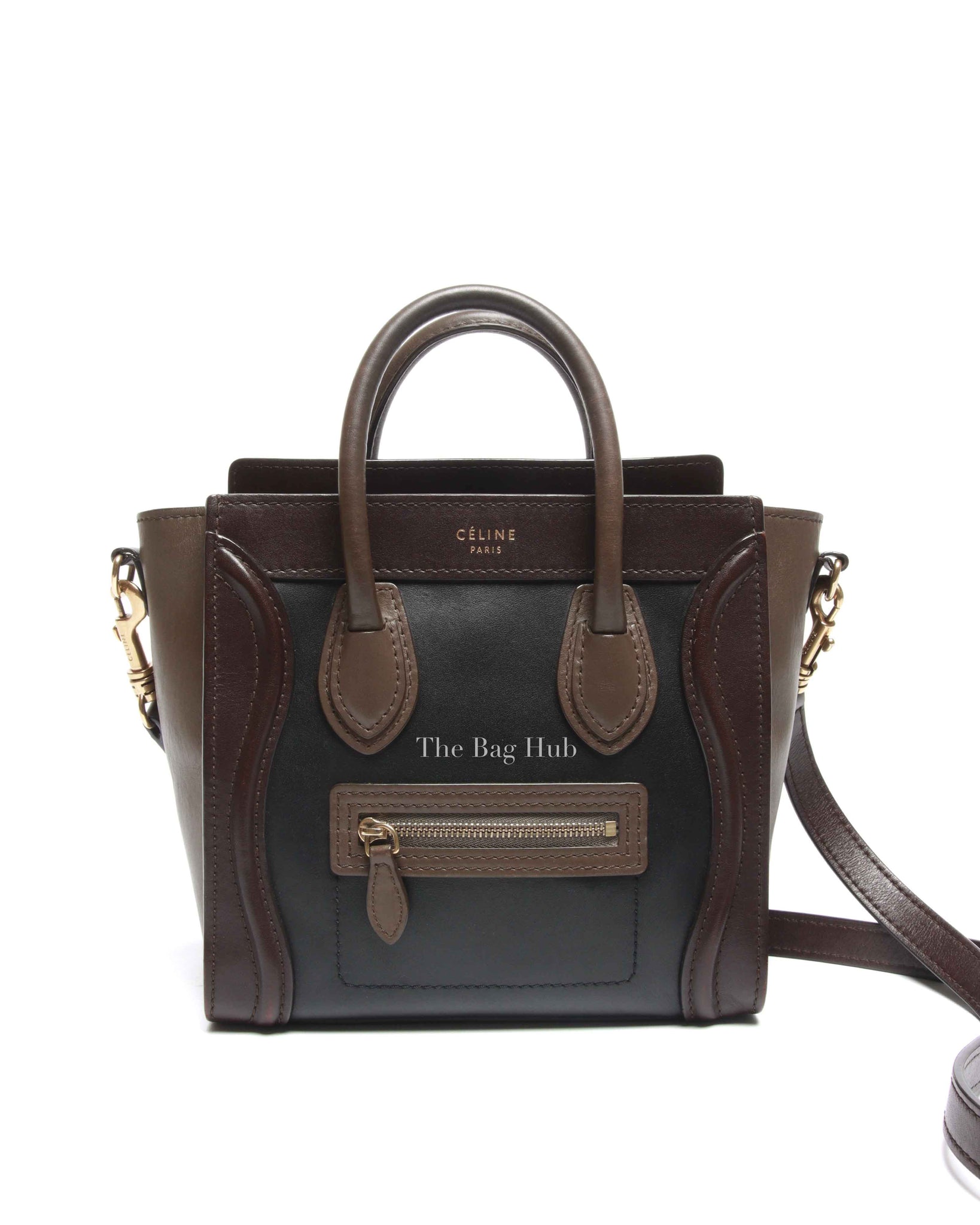 Celine Tricolor Leather Nano Luggage Tote Bag