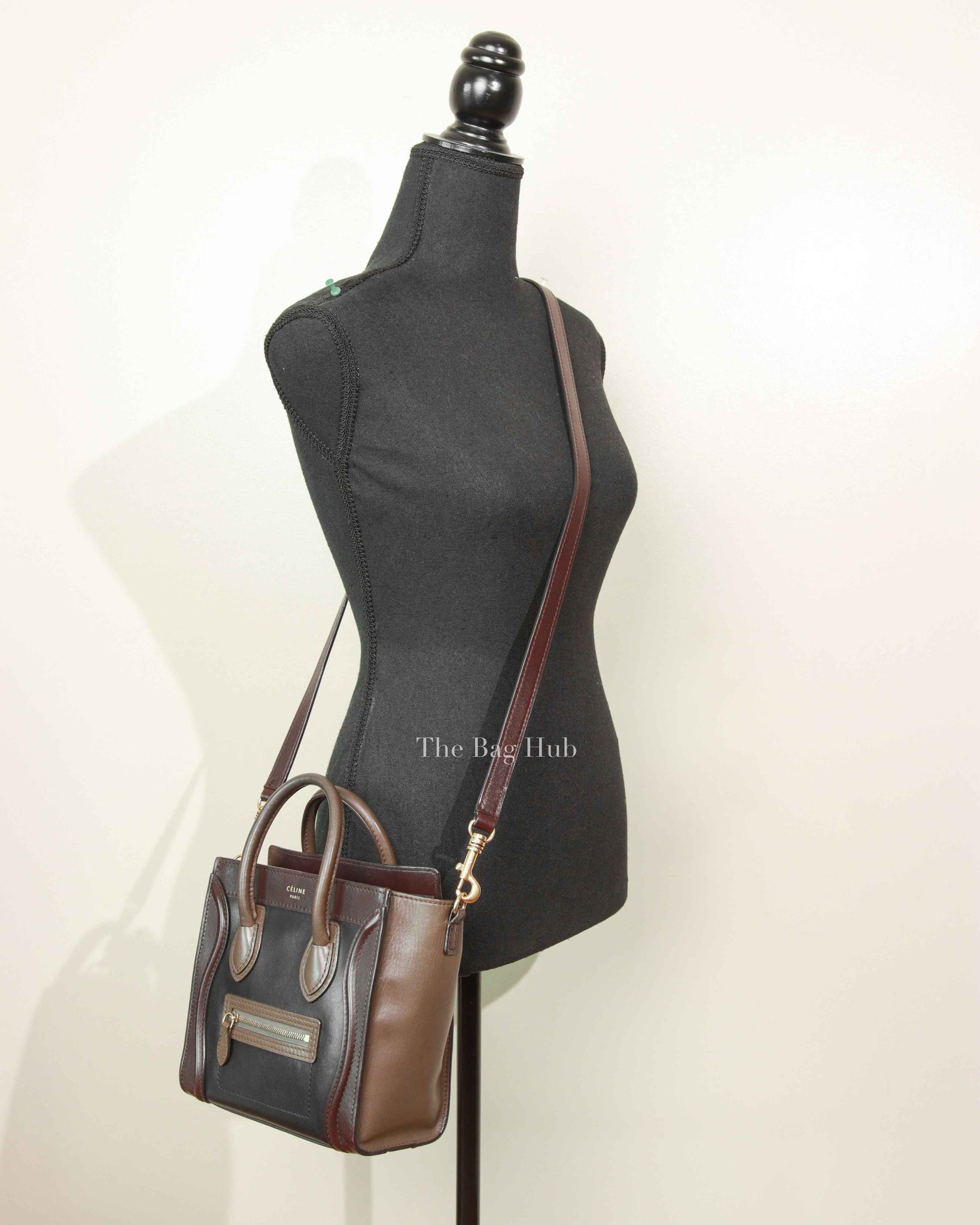 Celine Tricolor Leather Nano Luggage Tote Bag