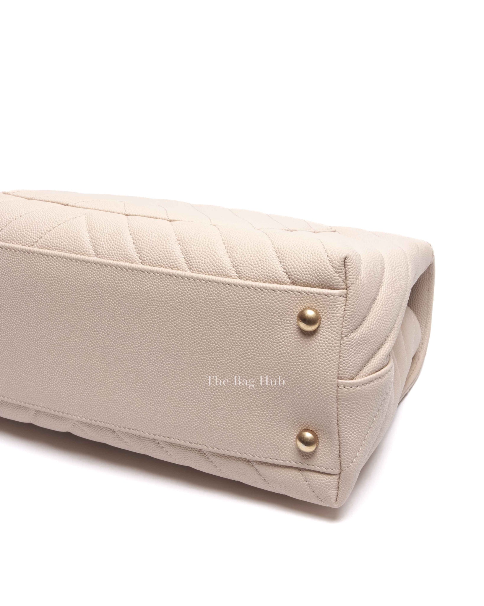 Chanel Cream Caviar Coco Handle Medium Bag GHW