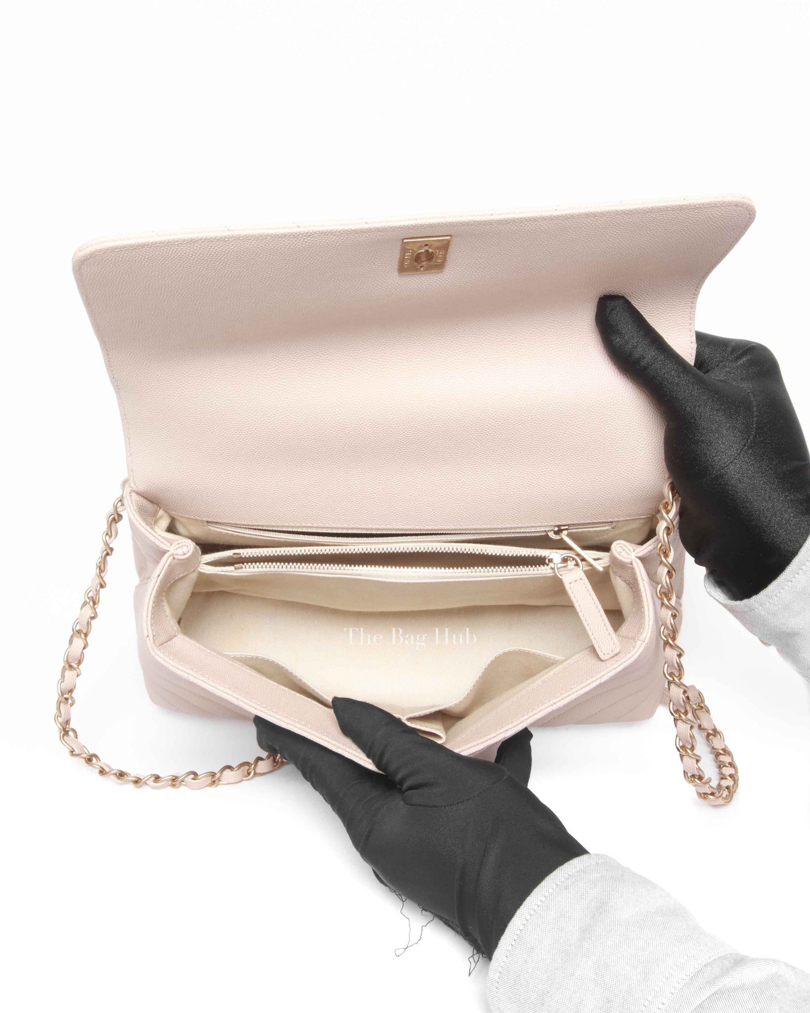 Chanel Cream Caviar Coco Handle Medium Bag GHW