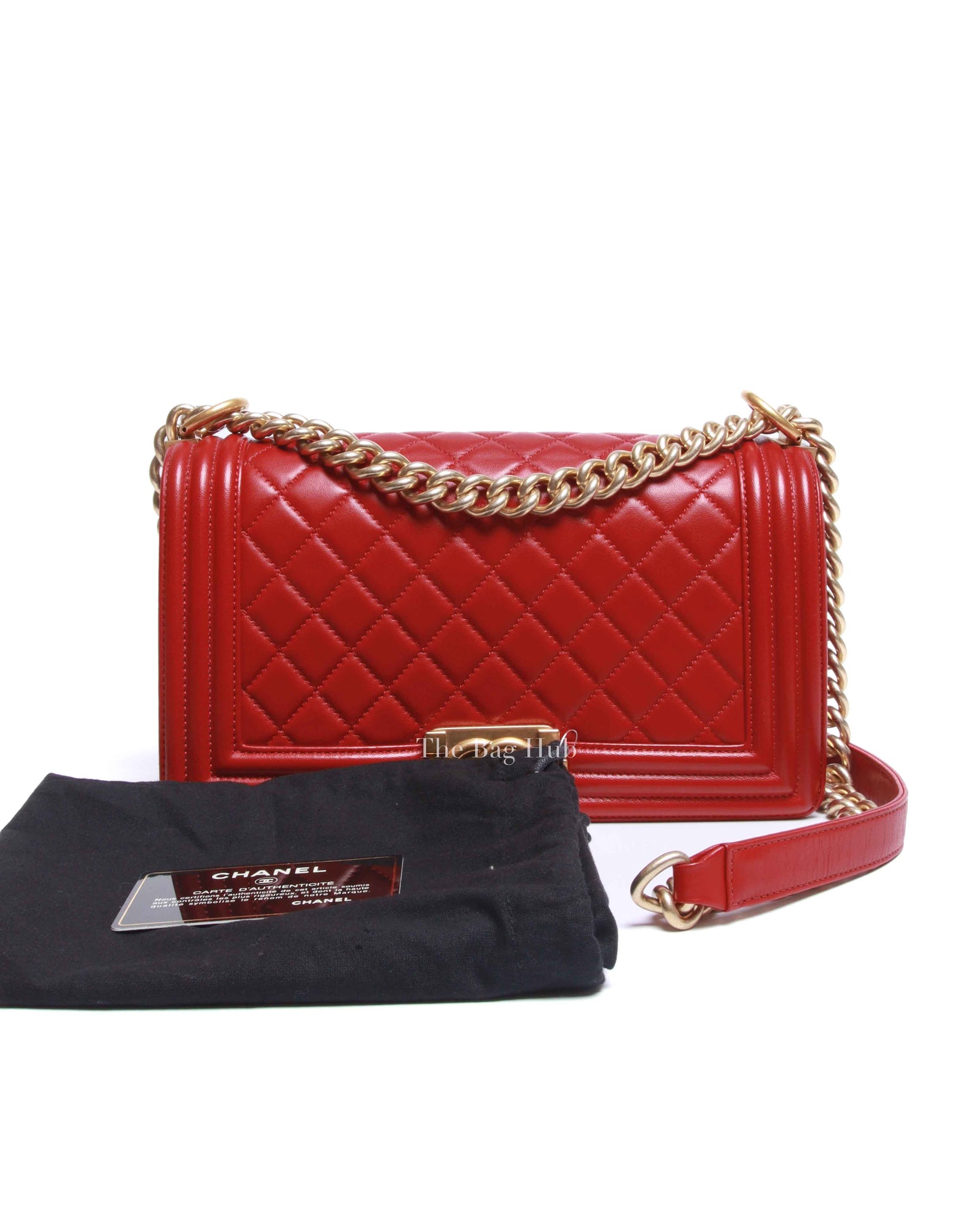 Chanel Red Calfskin Quilted Medium Le Boy Bag GHW