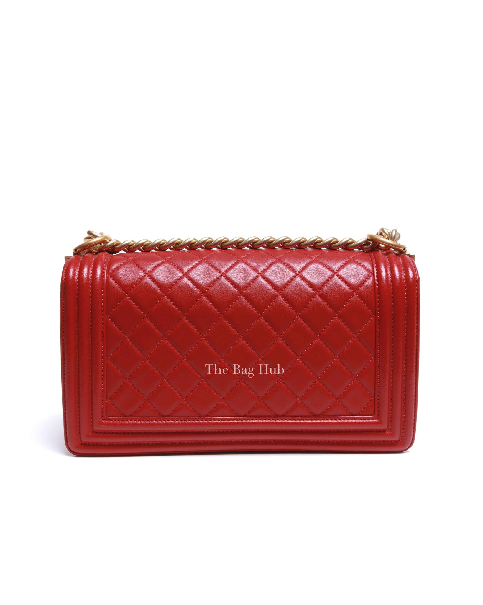 Chanel Red Calfskin Quilted Medium Le Boy Bag GHW