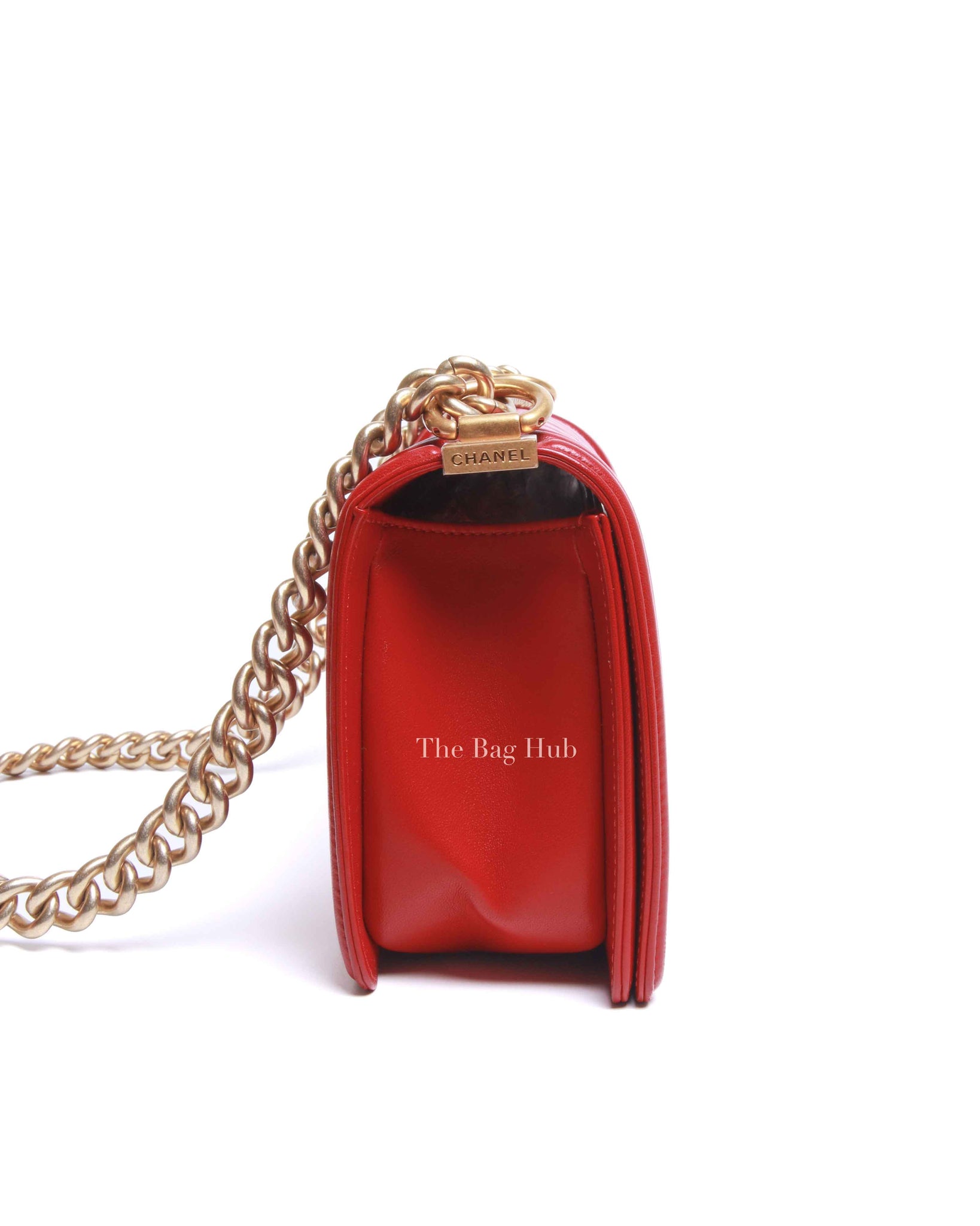 Chanel Red Calfskin Quilted Medium Le Boy Bag GHW