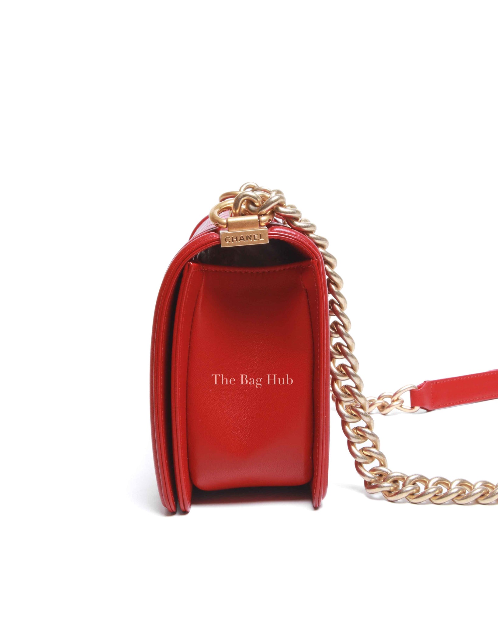 Chanel Red Calfskin Quilted Medium Le Boy Bag GHW