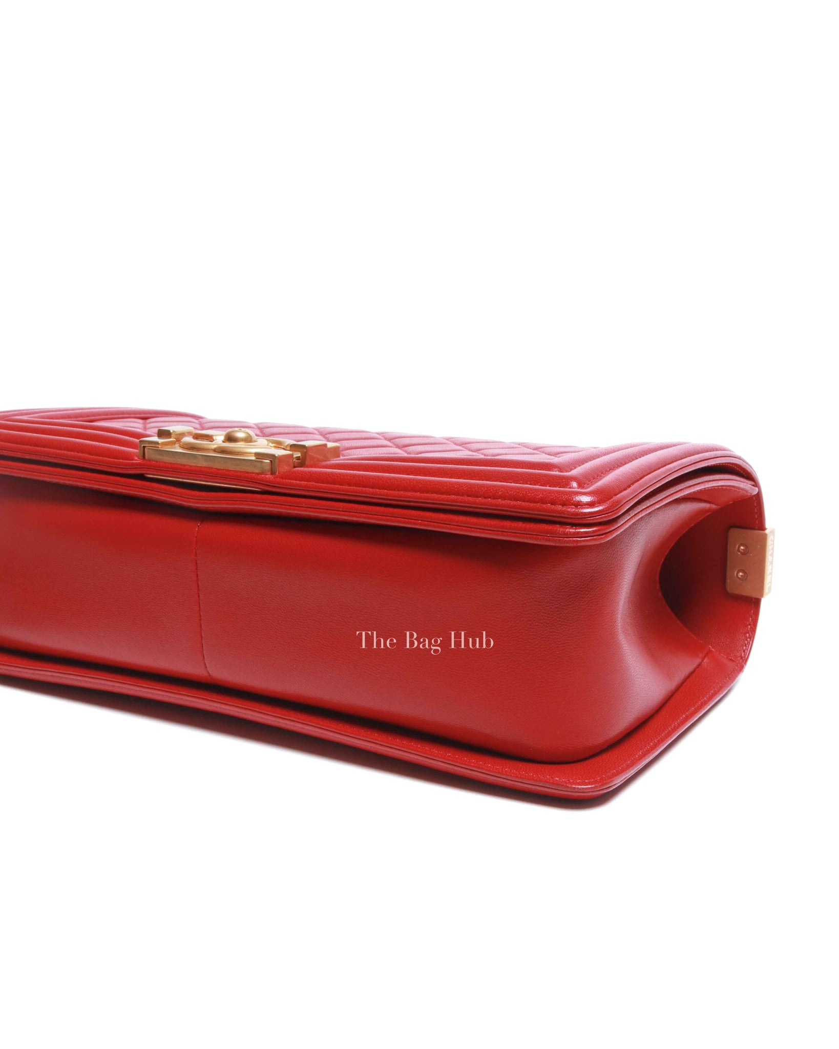 Chanel Red Calfskin Quilted Medium Le Boy Bag GHW