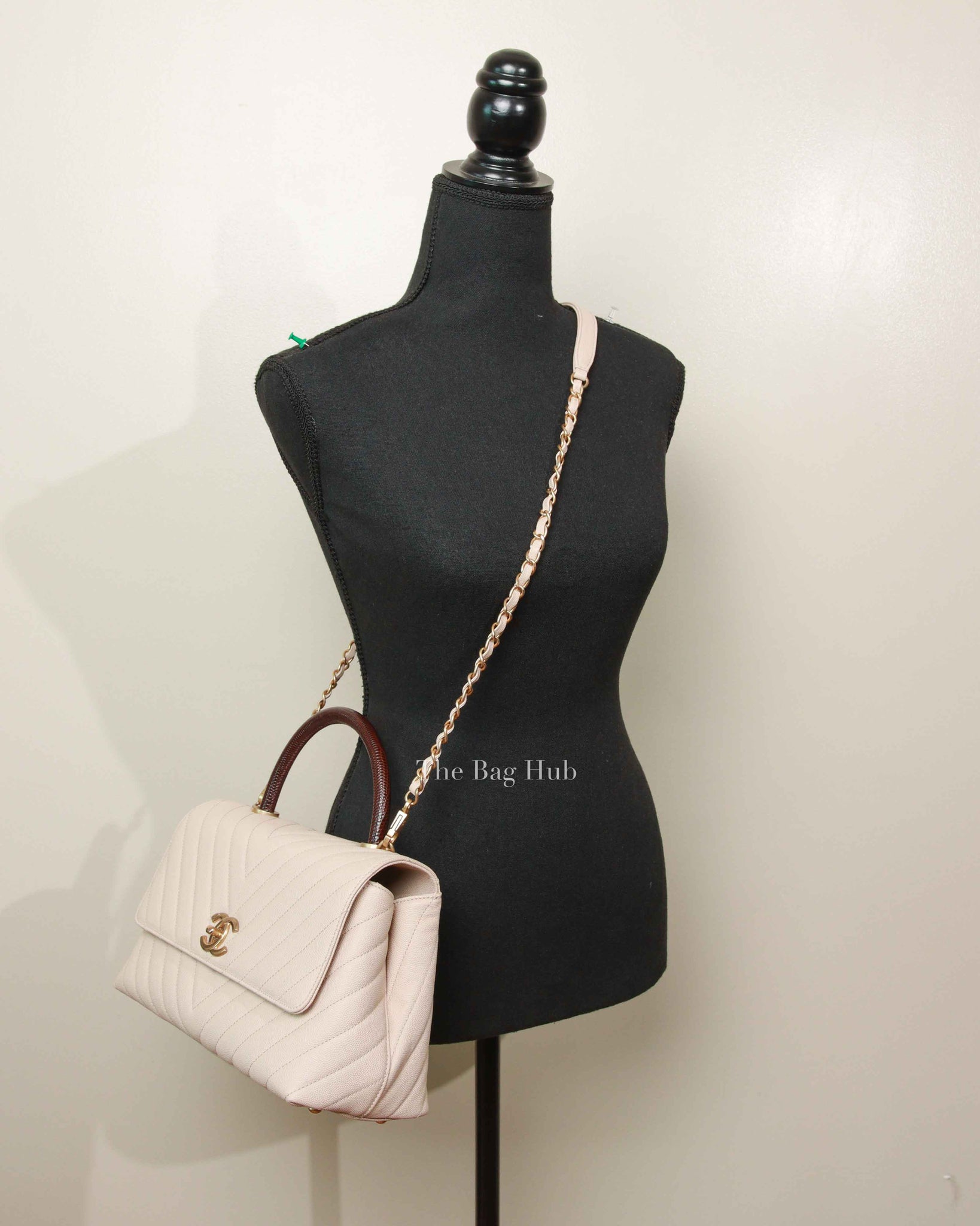 Chanel Cream Caviar Coco Handle Medium Bag GHW