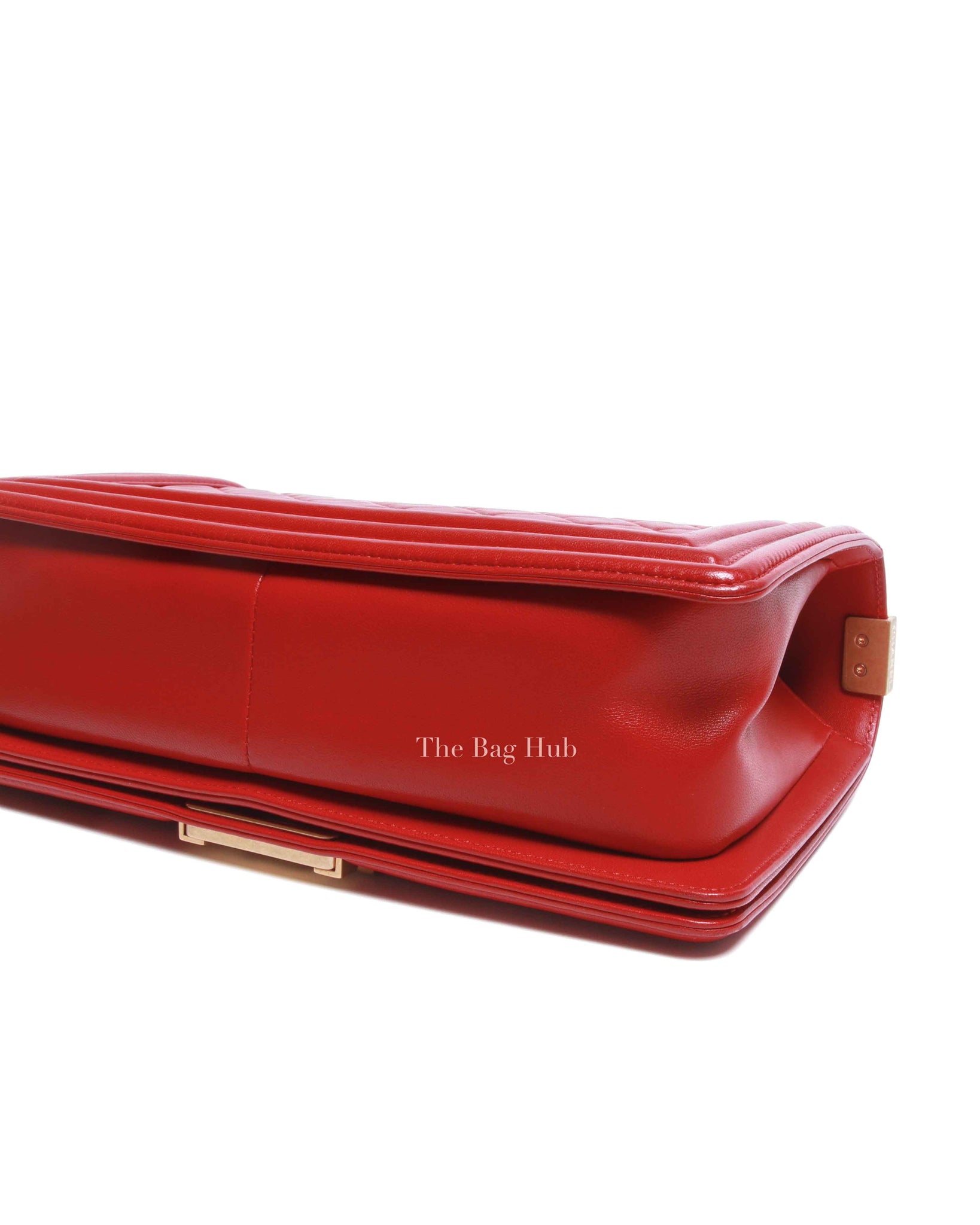 Chanel Red Calfskin Quilted Medium Le Boy Bag GHW