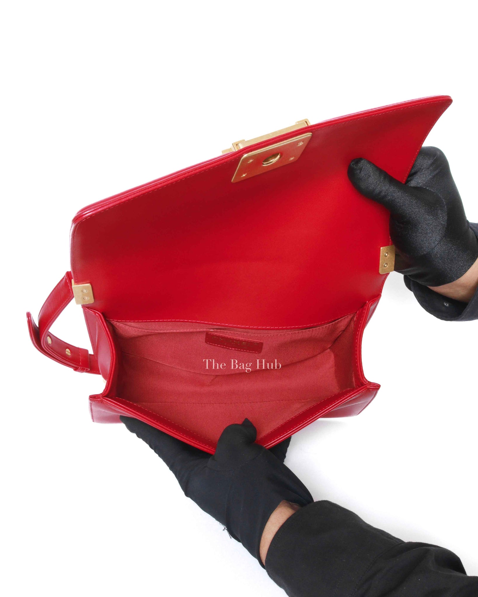 Chanel Red Calfskin Quilted Medium Le Boy Bag GHW