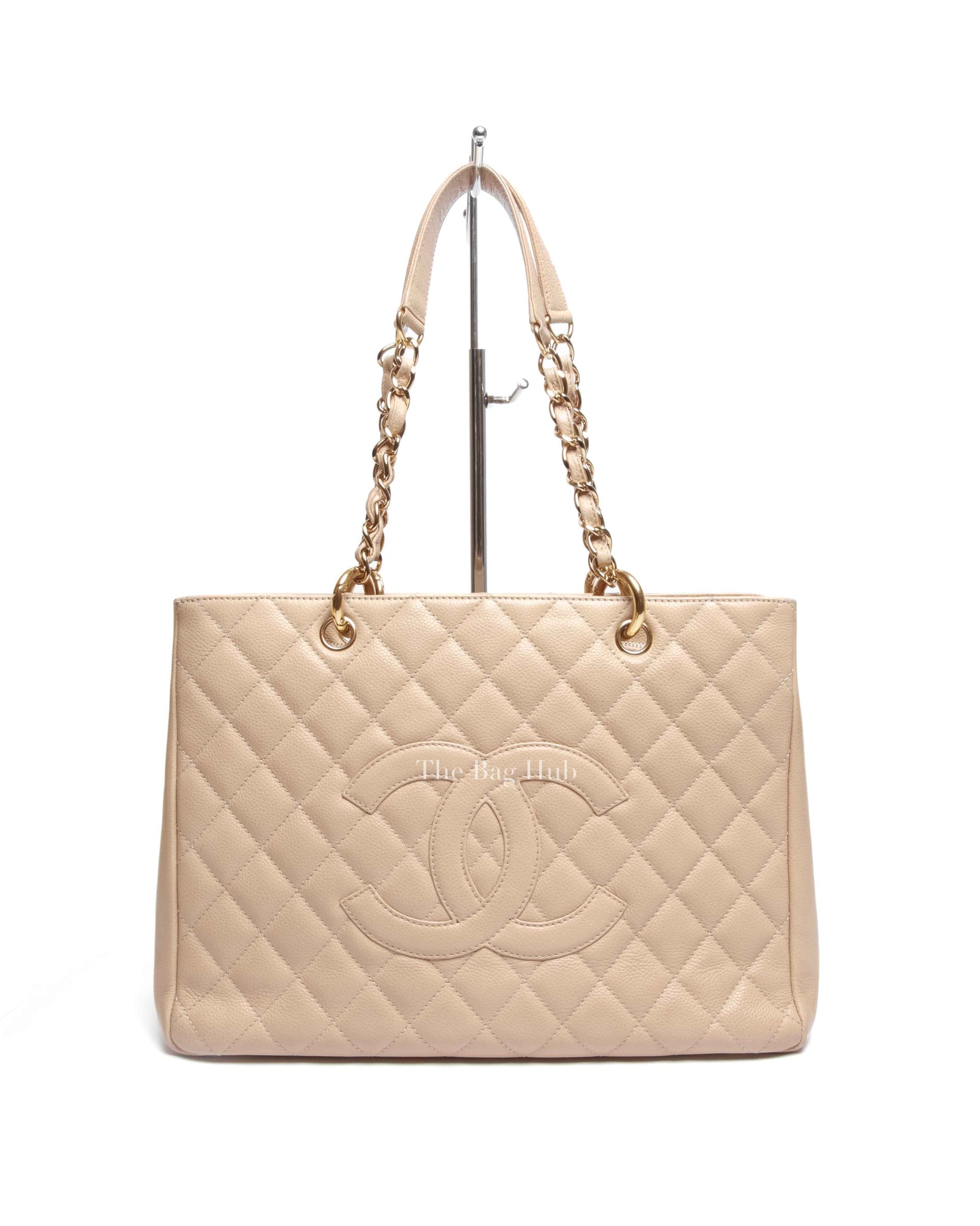 Chanel Beige Caviar Quilted Grand Shopping Tote Bag GHW