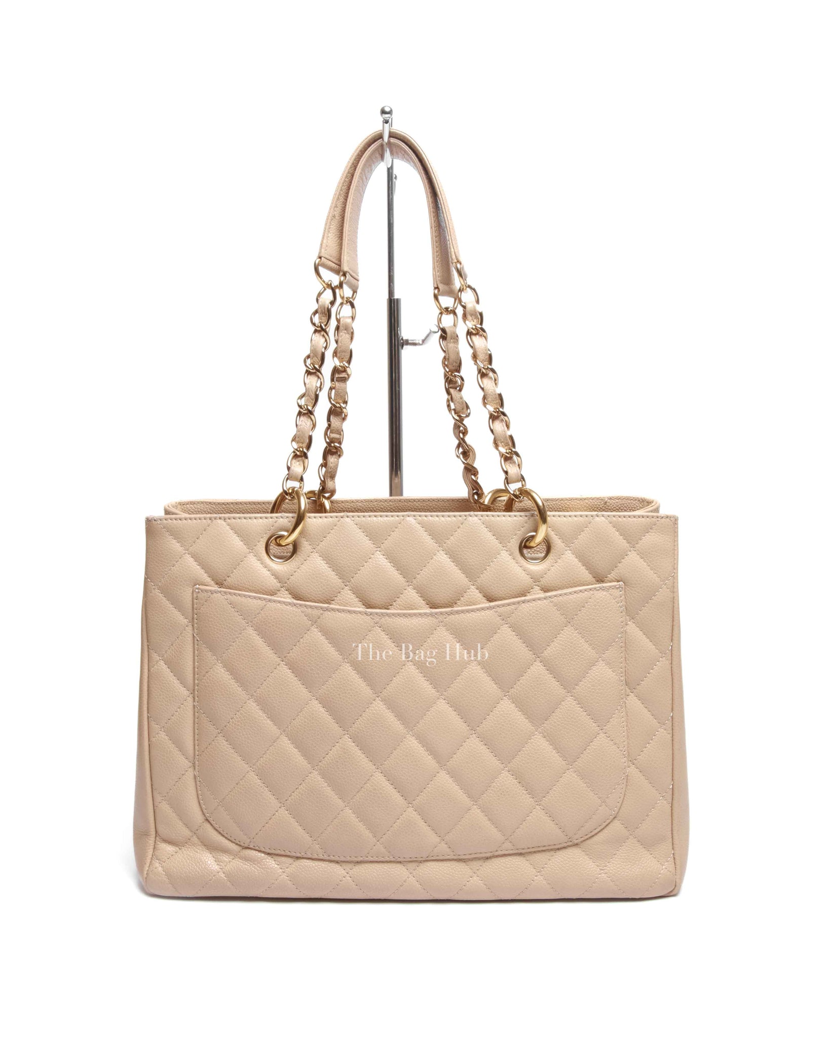 Chanel Beige Caviar Quilted Grand Shopping Tote Bag GHW
