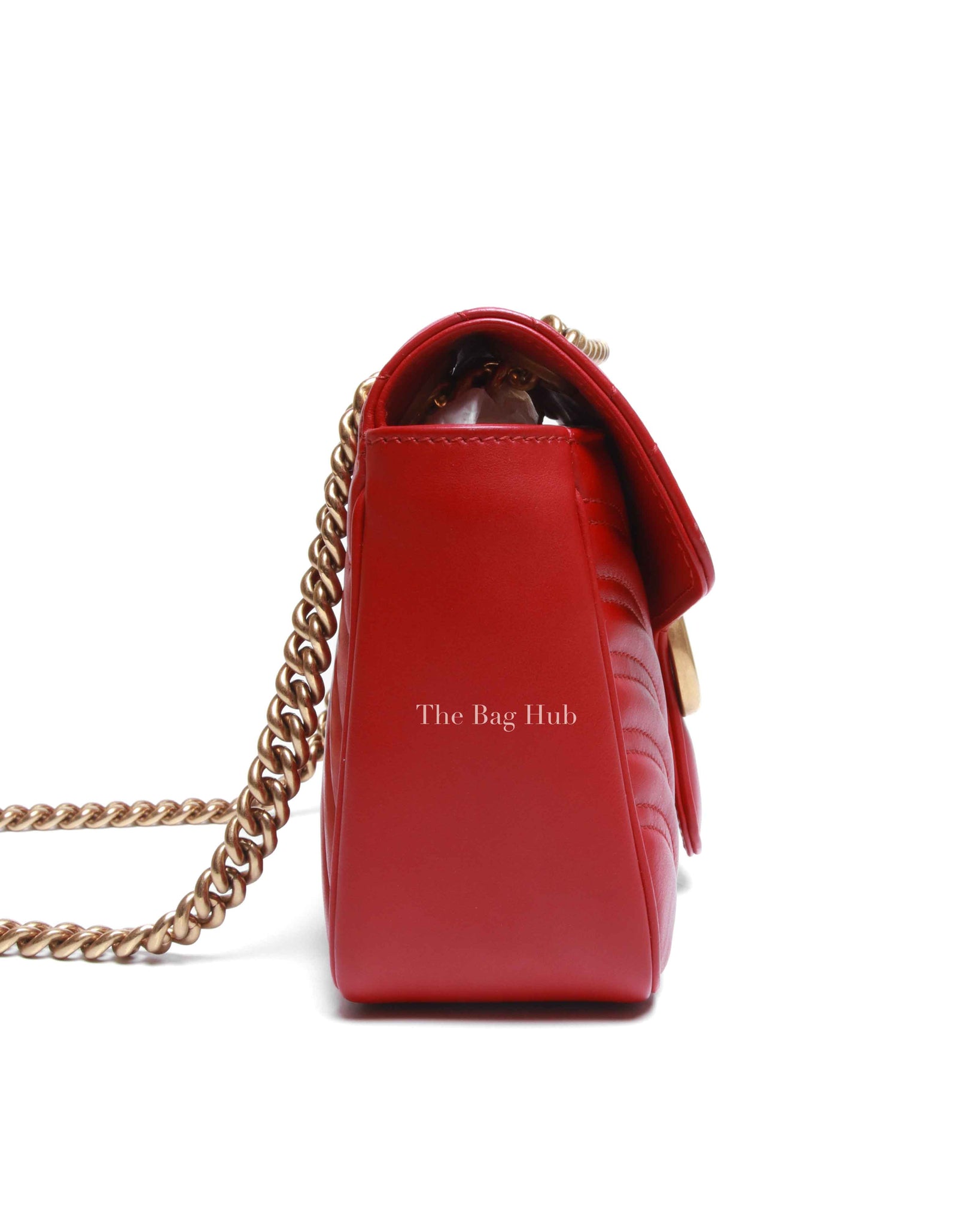 Gucci Red GG Marmont Leather Medium Shoulder Bag