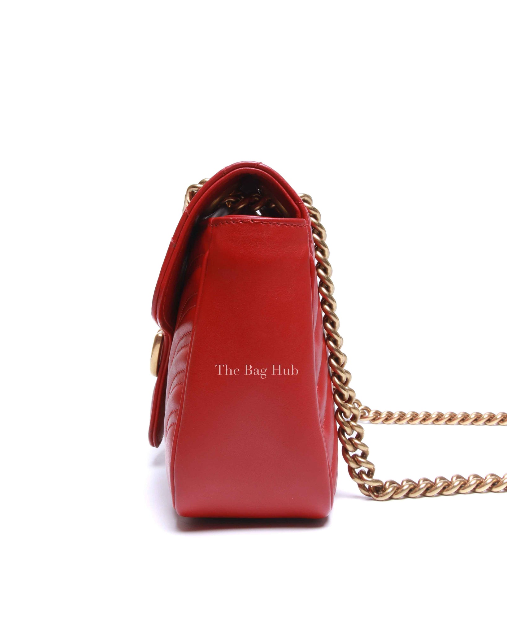 Gucci Red GG Marmont Leather Medium Shoulder Bag