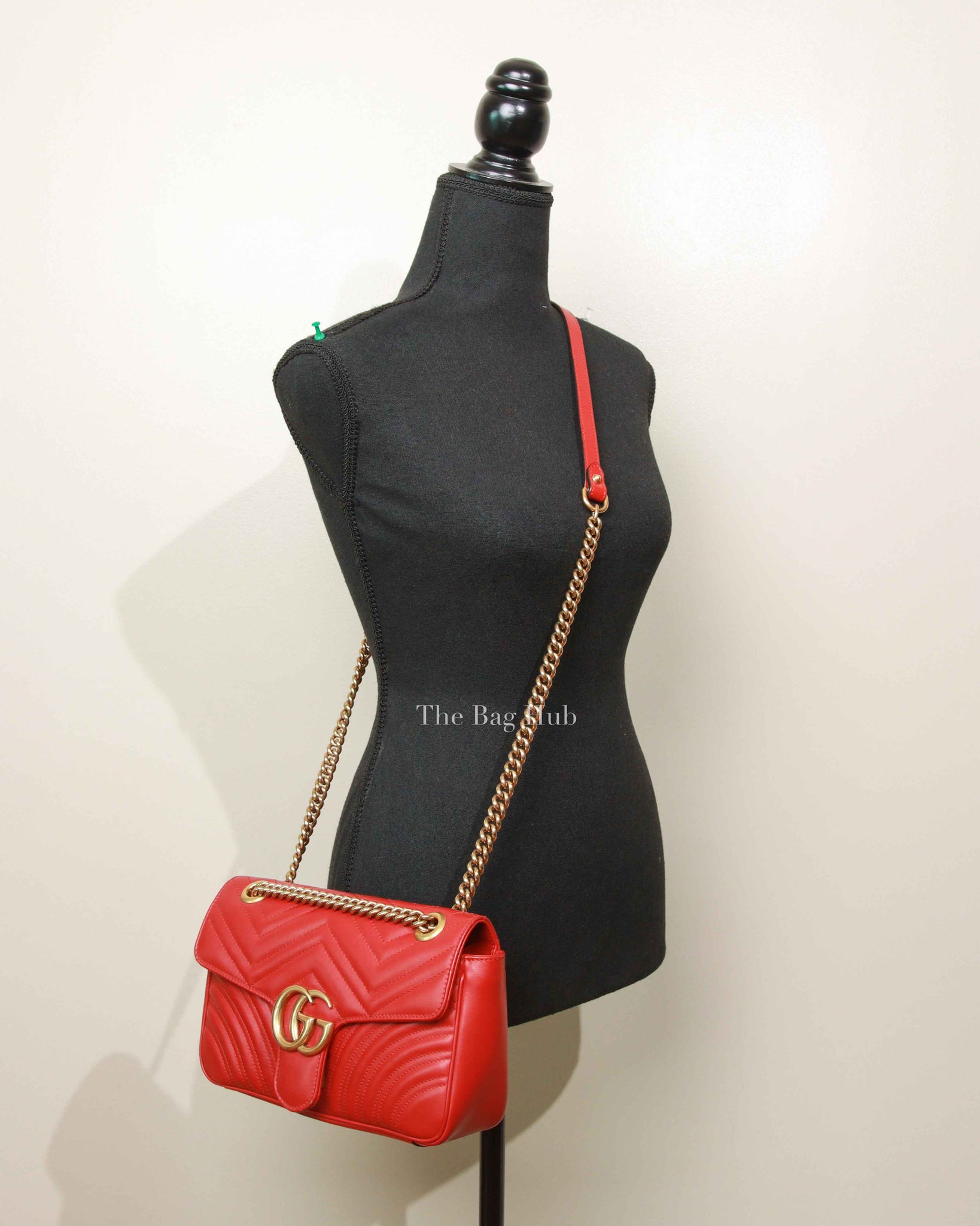 Gucci Red GG Marmont Leather Medium Shoulder Bag